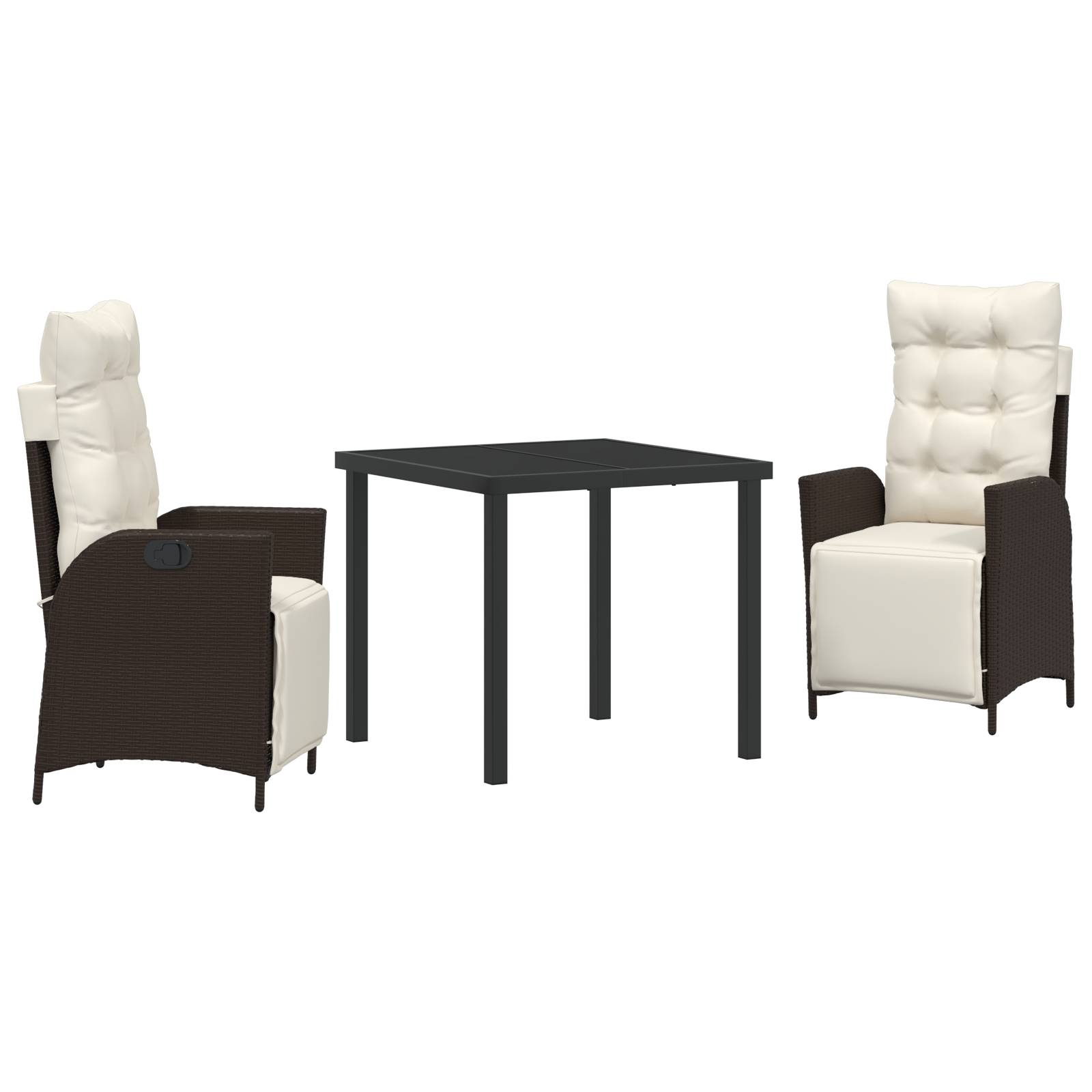 vidaXL 3-teiliges Garten-Esszimmer-Set Braun Poly-Rattan