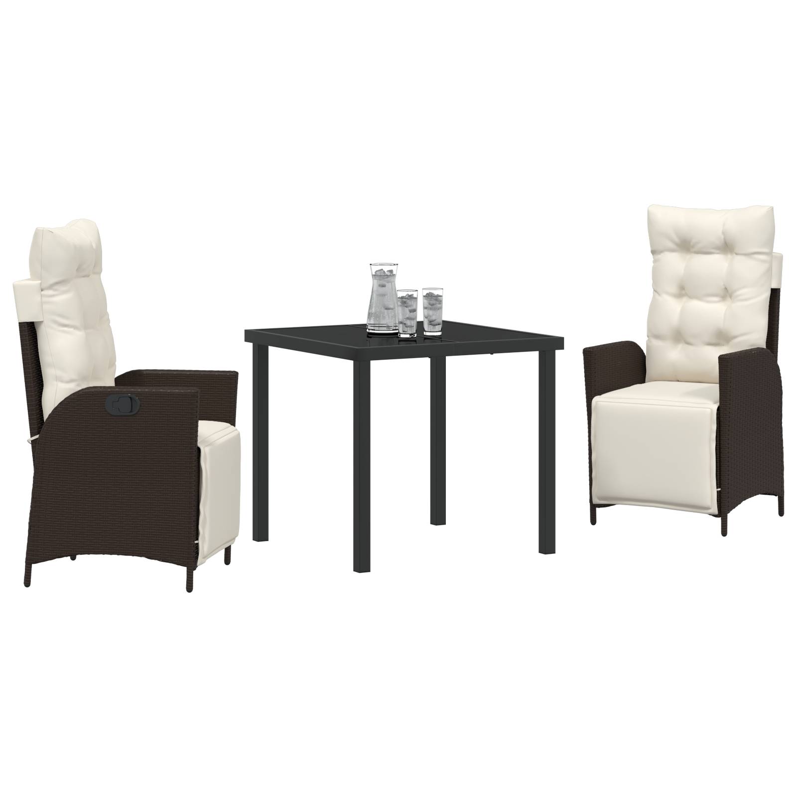 vidaXL 3-teiliges Garten-Esszimmer-Set Braun Poly-Rattan