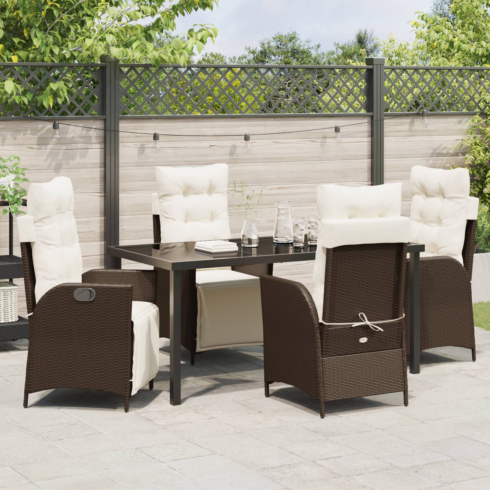 vidaXL 5-teiliges Garten-Essenset Braun Poly Rattan