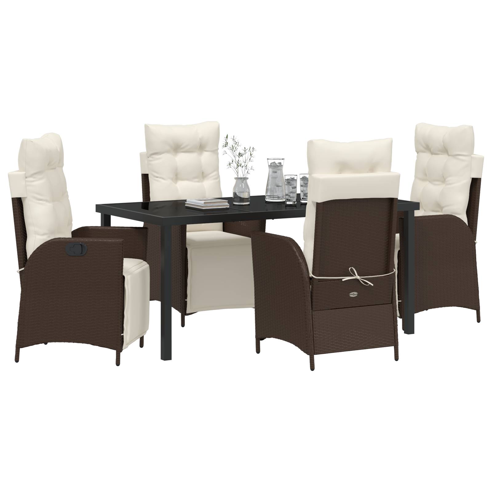 vidaXL 5-teiliges Garten-Essenset Braun Poly Rattan