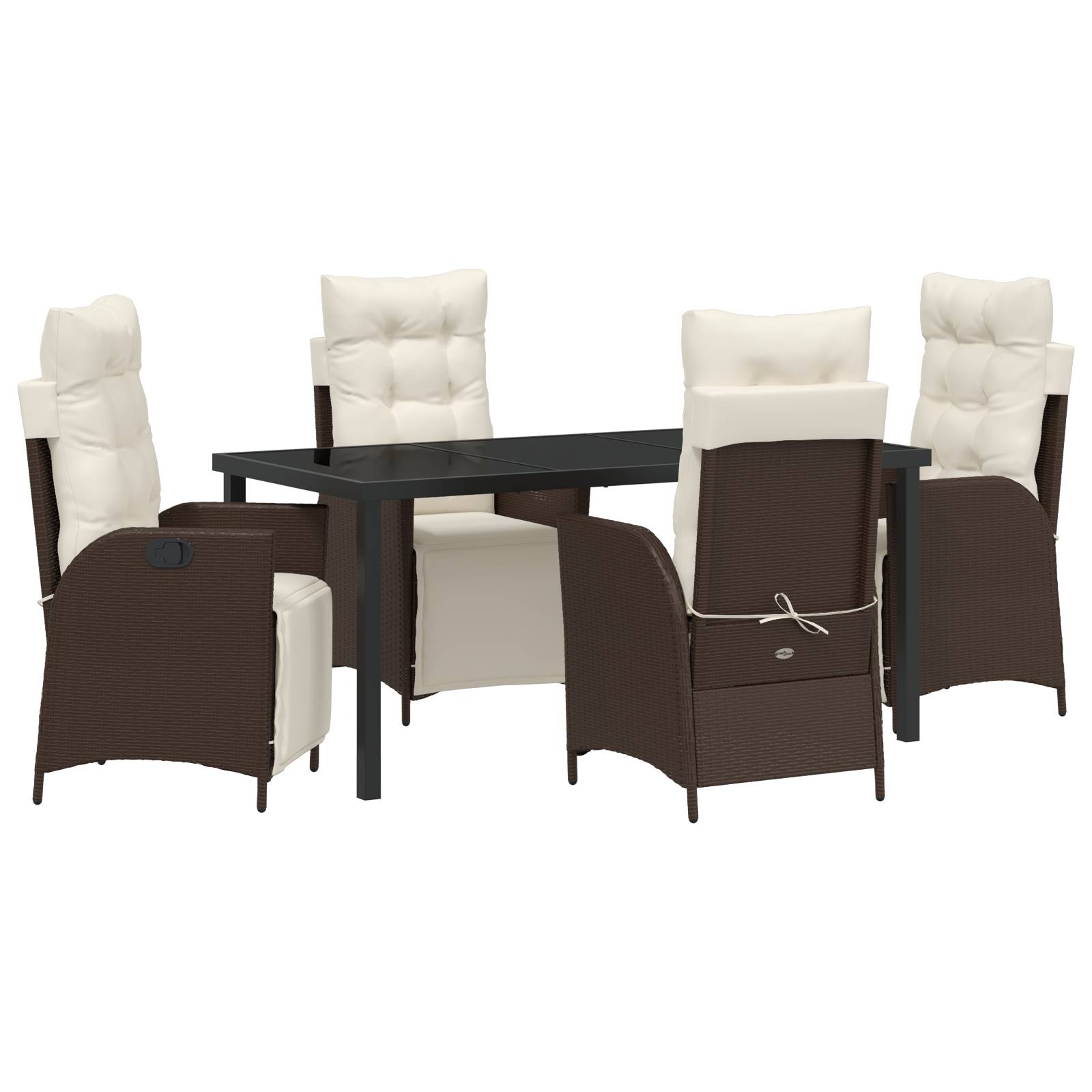 vidaXL 5-teiliges Garten-Essenset Braun Poly Rattan