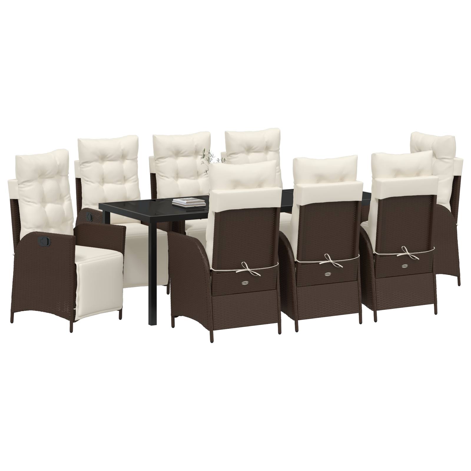 vidaXL 9-teiliges Garten-EssSet aus braunem Poly-Rattan