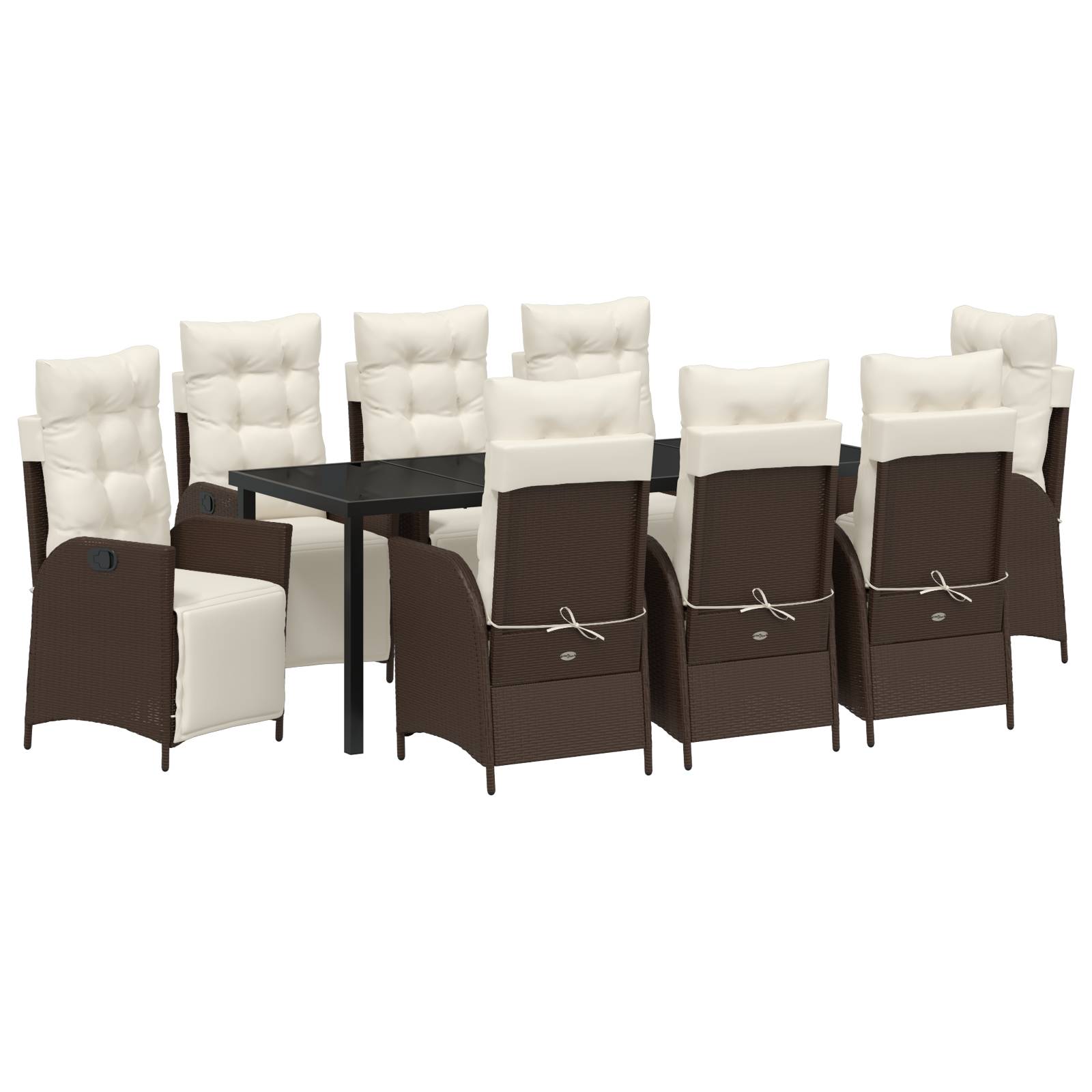 vidaXL 9-teiliges Garten-EssSet aus braunem Poly-Rattan