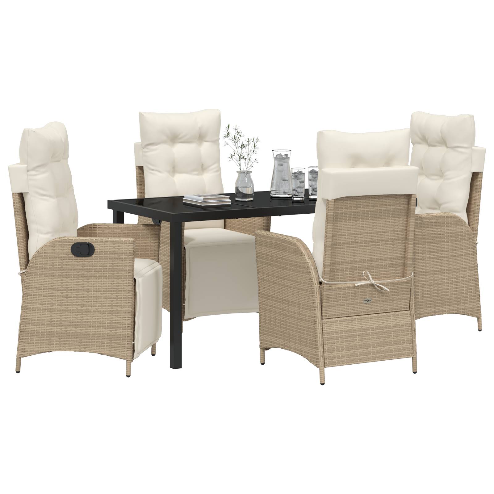 vidaXL 5-teiliges Garten-Esszimmer-Set, Beige, Poly-Rattan
