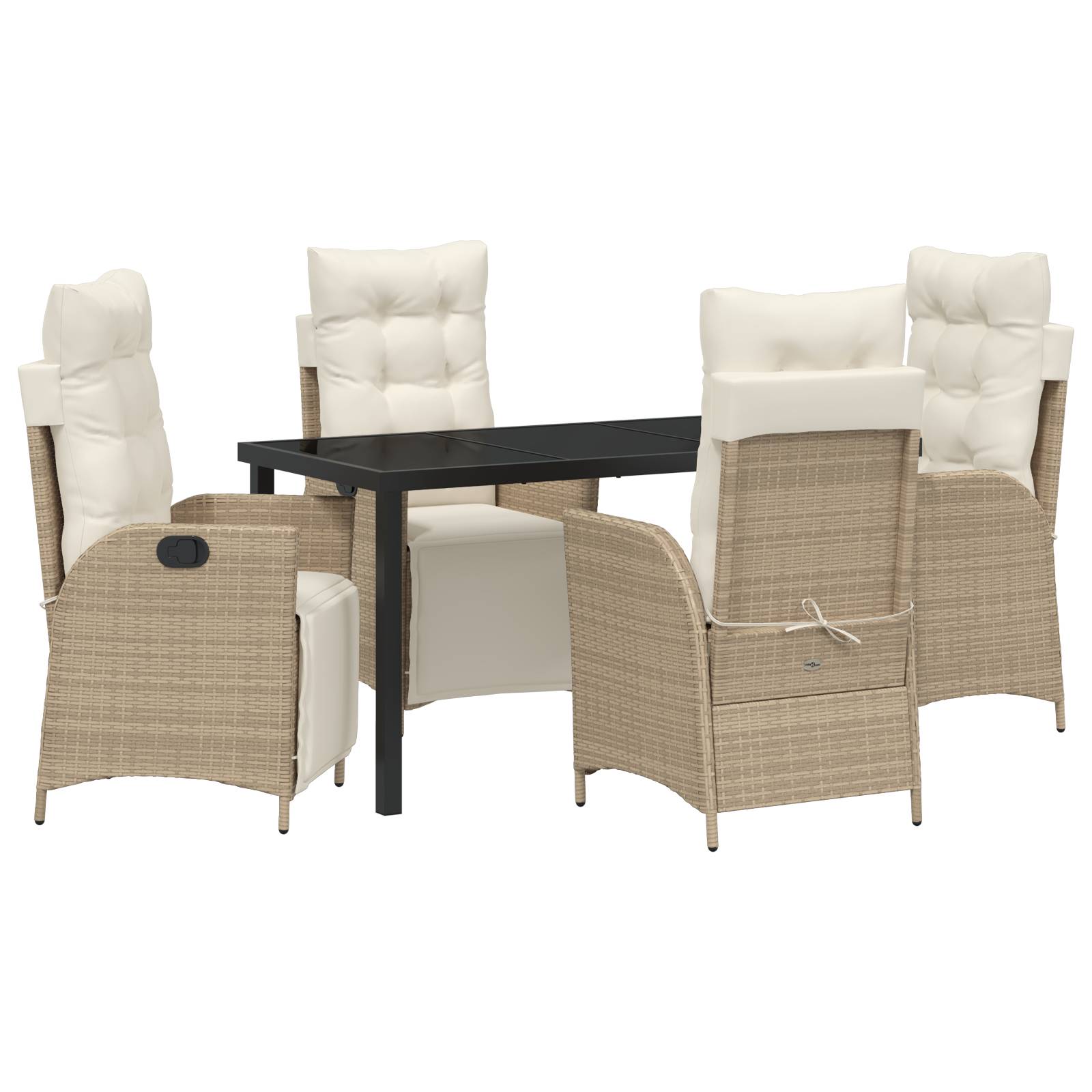 vidaXL 5-teiliges Garten-Esszimmer-Set, Beige, Poly-Rattan