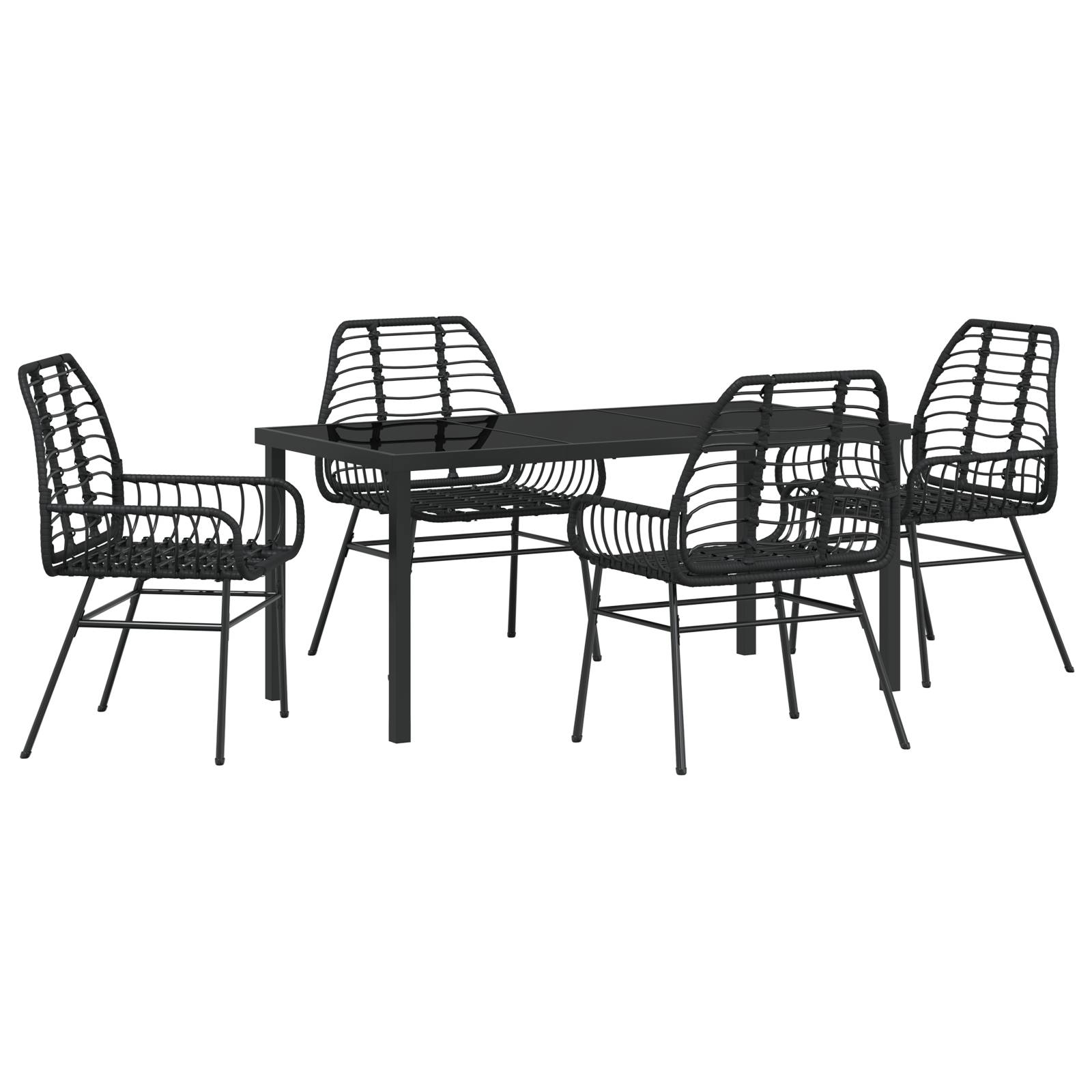 vidaXL 5-teiliges Gartentisch-Set Schwarz Poly Rattan
