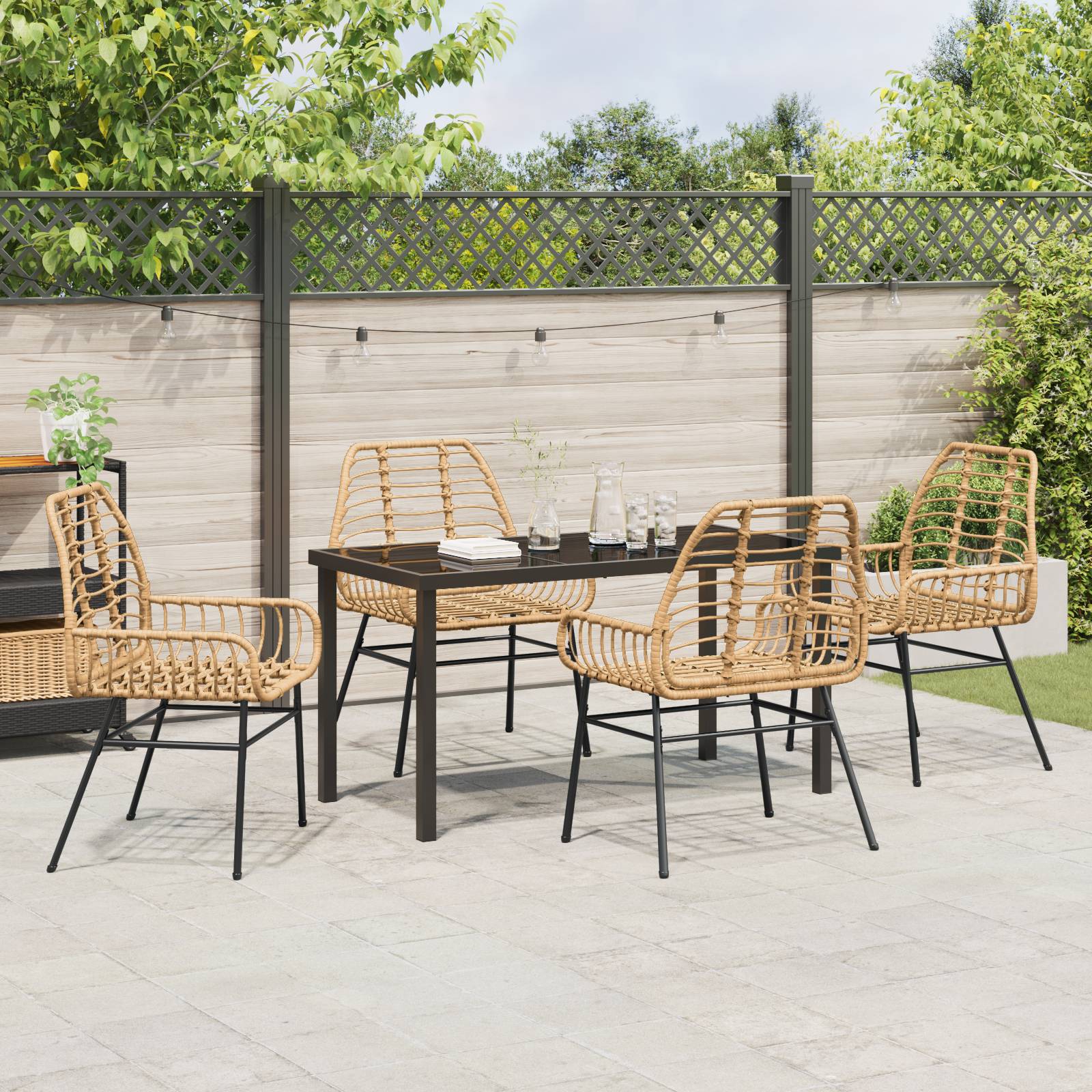 vidaXL 5-teiliges Garten-Dining-Set Braun Poly-Rattan