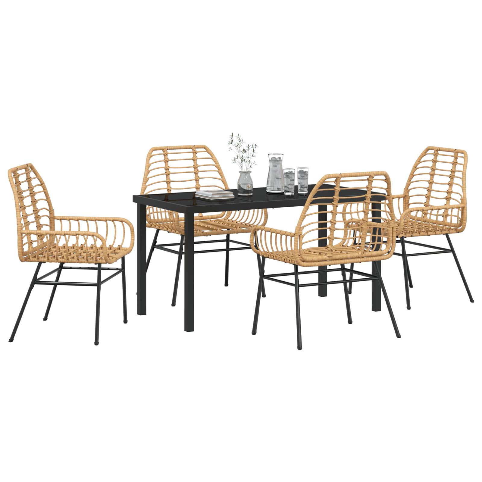 vidaXL 5-teiliges Garten-Dining-Set Braun Poly-Rattan