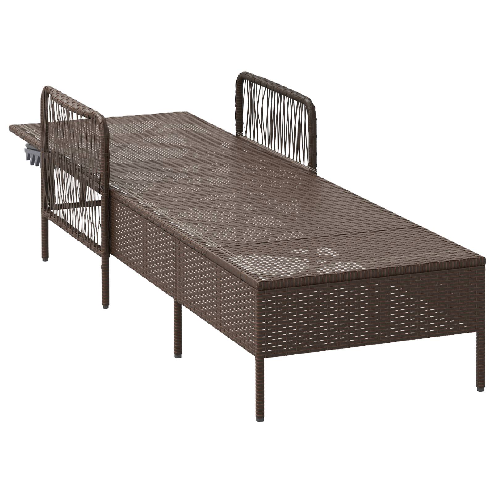 vidaXL Sonnenliege Braun und creme weiß PE Rattan 157 x 55 x 92 cm