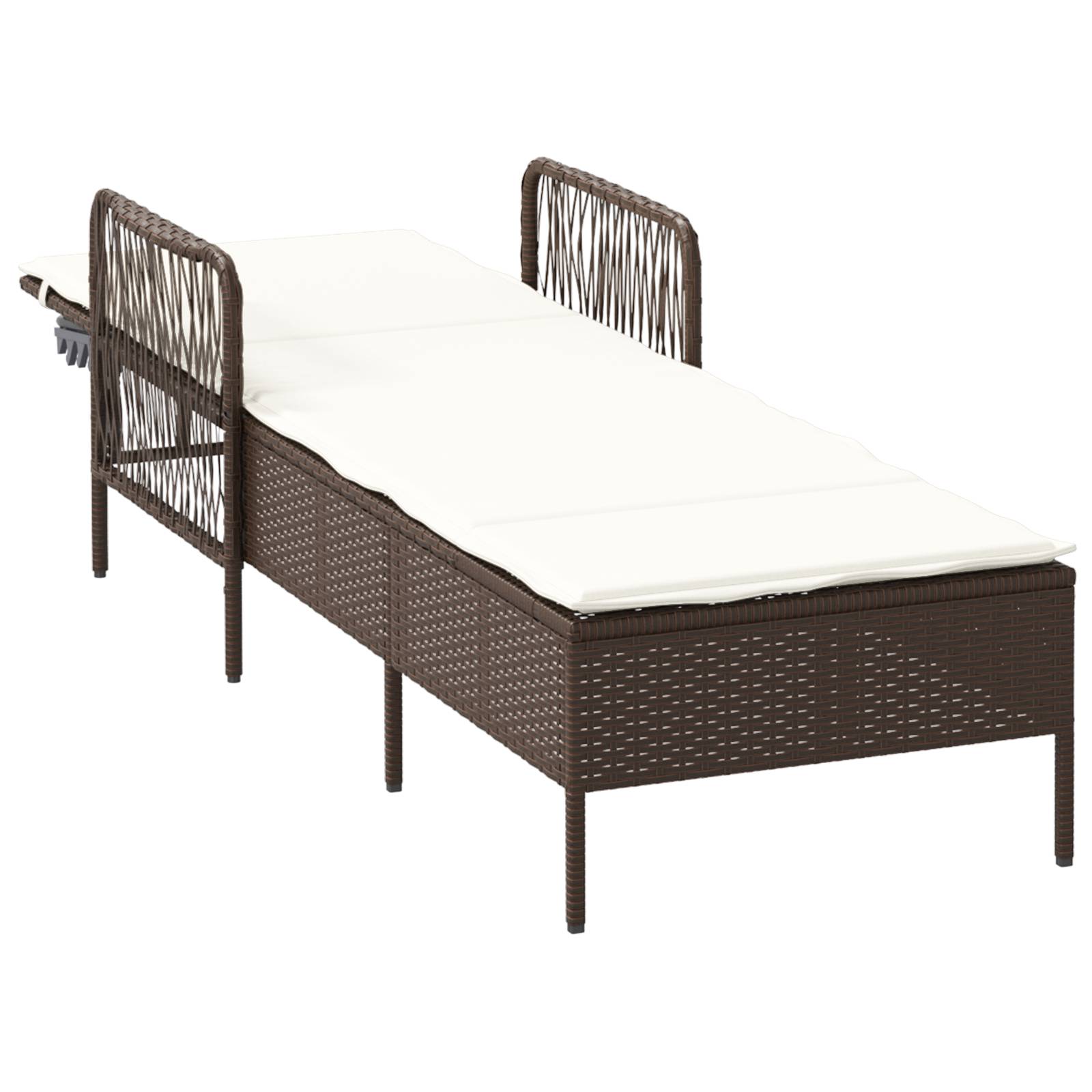 vidaXL Sonnenliege Braun und creme weiß PE Rattan 157 x 55 x 92 cm