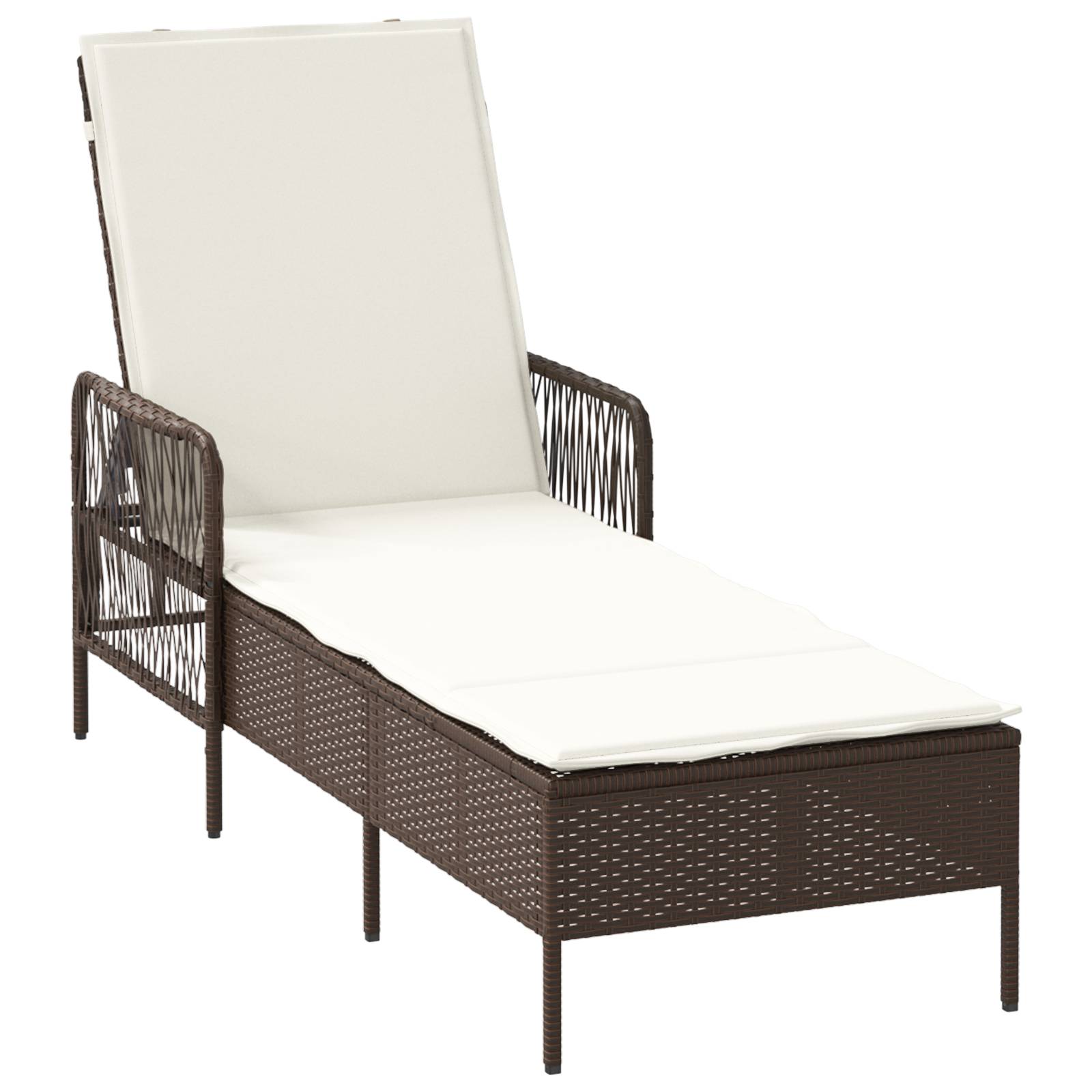 vidaXL Sonnenliege Braun und creme weiß PE Rattan 157 x 55 x 92 cm