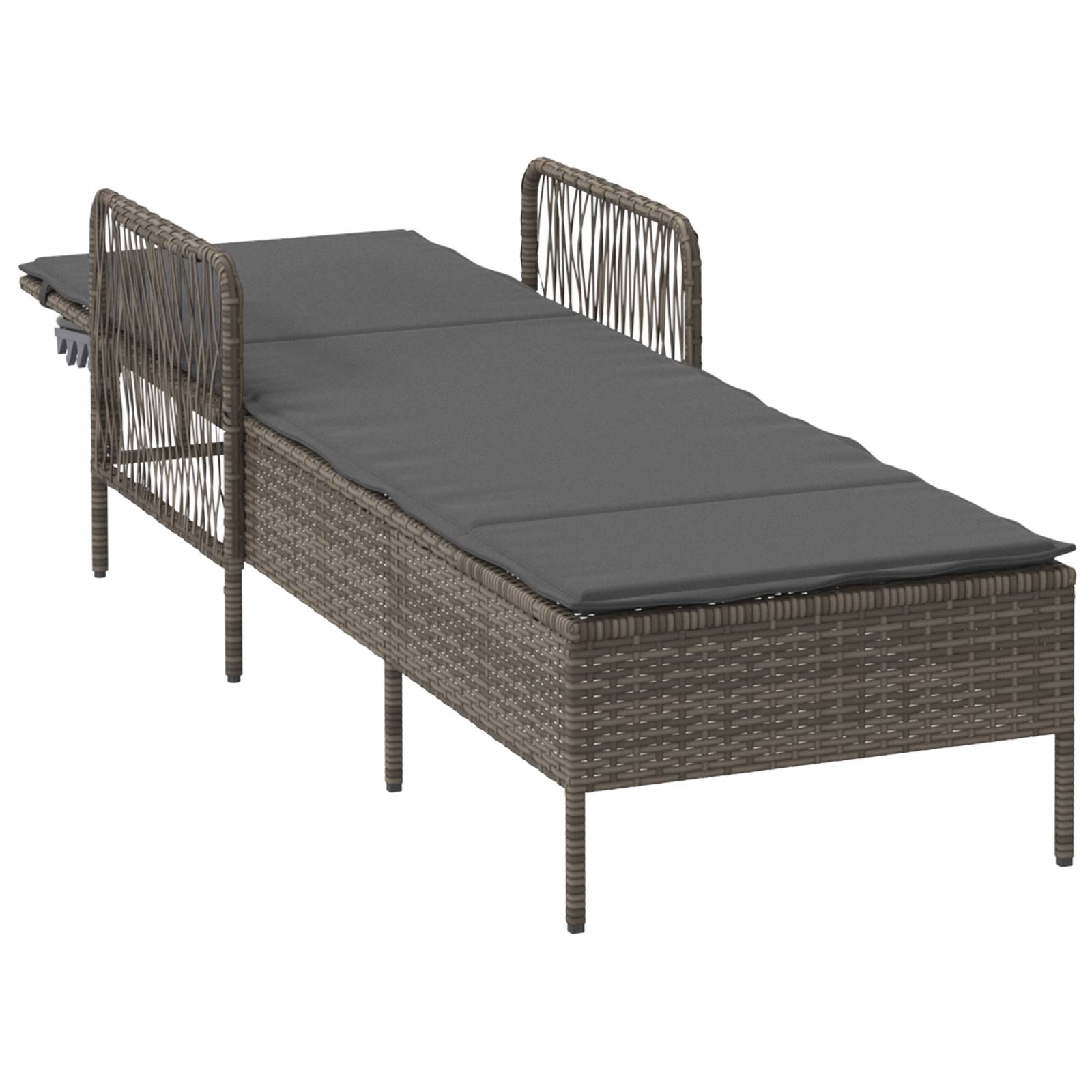 vidaXL Sonnenliege Grau und Dunkelgrau PE Rattan 157 x 55 x 92 cm