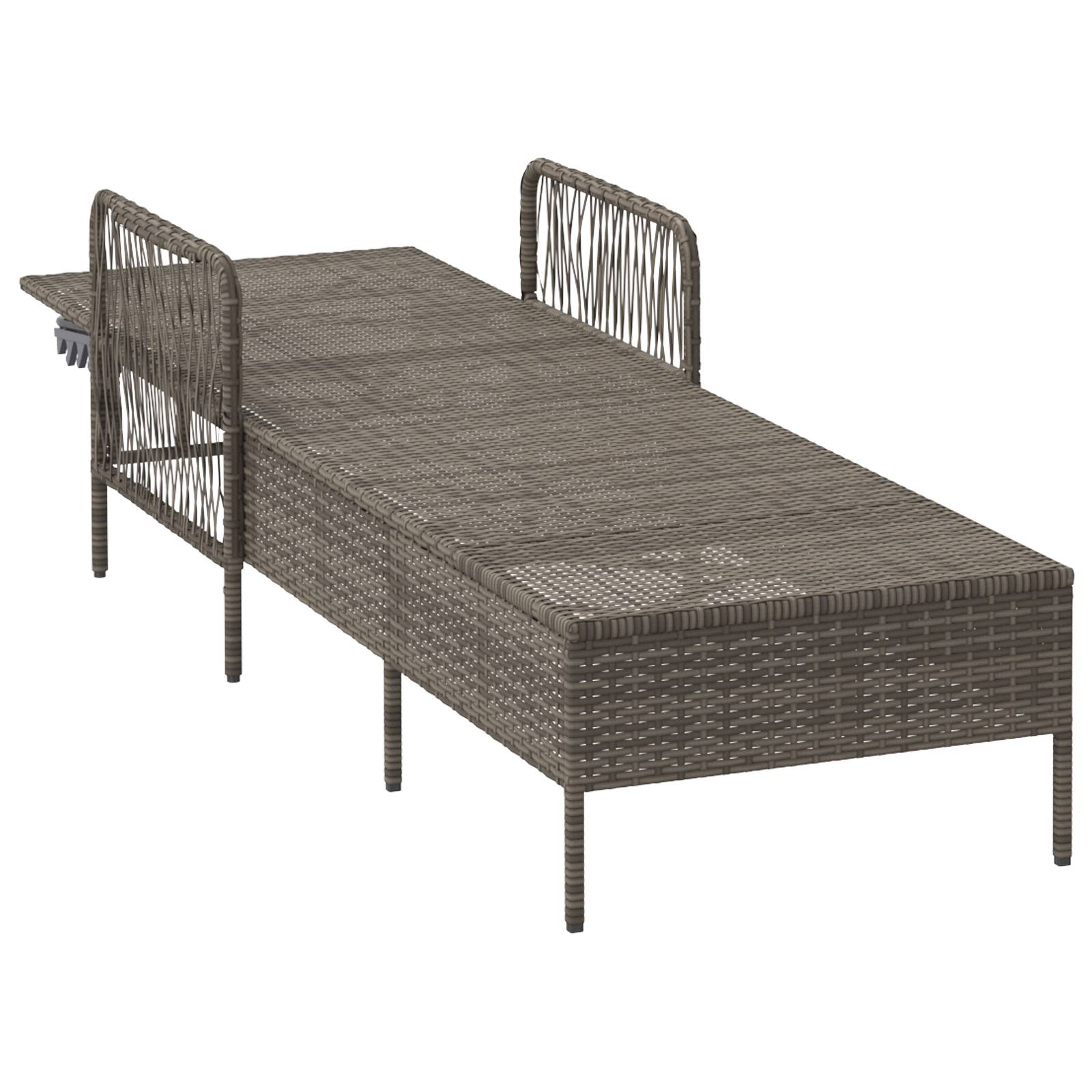 vidaXL Sonnenliege Grau PE Rattan 157 x 55 x 92 cm Faltbar Sonnenliege