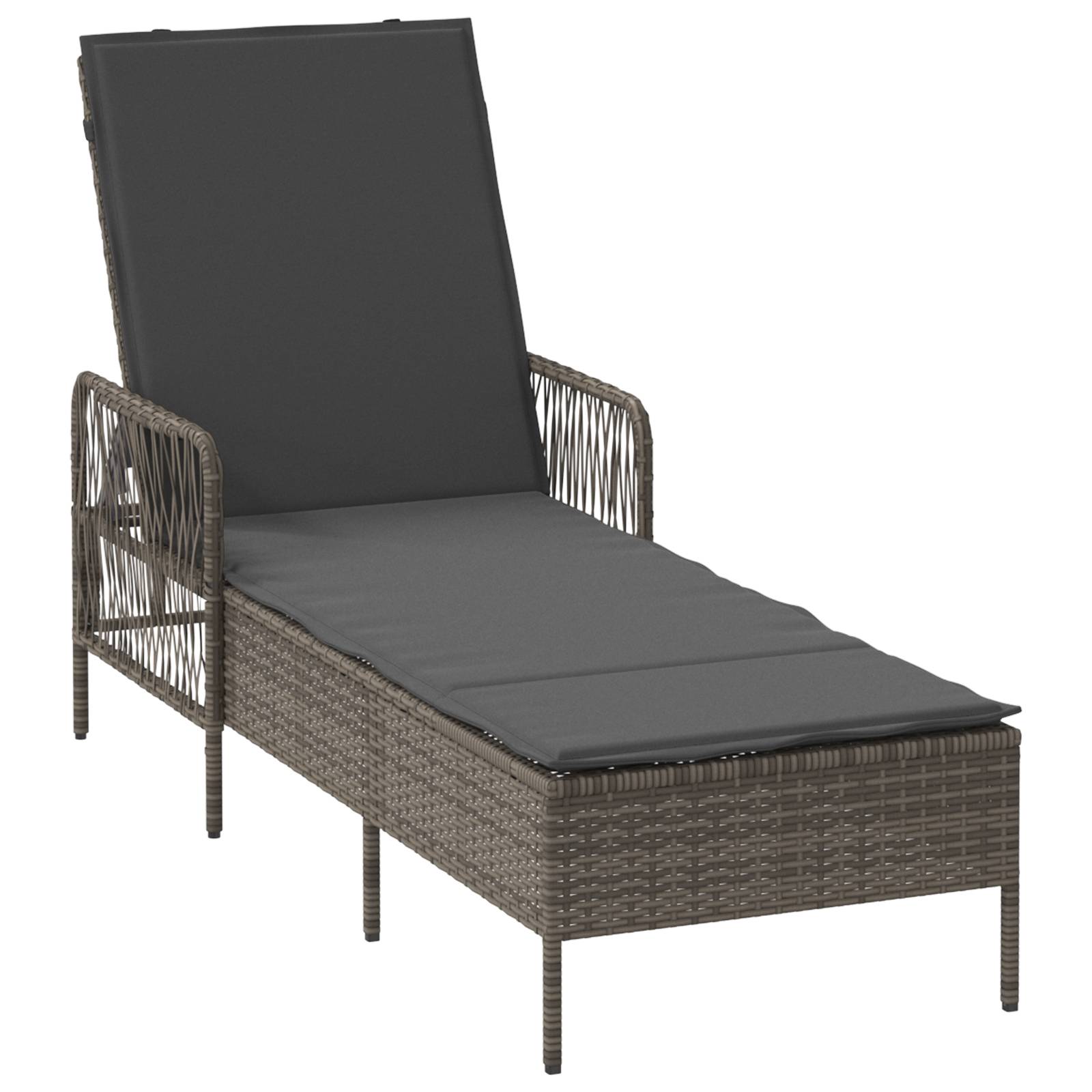 vidaXL Sonnenliege Grau und Dunkelgrau PE Rattan 157 x 55 x 92 cm