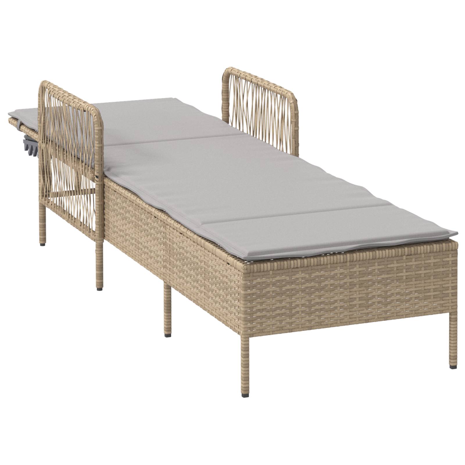 vidaXL Sonnenliege Beige und Hellgrau PE Rattan 157 x 55 x 92 cm Faltbar