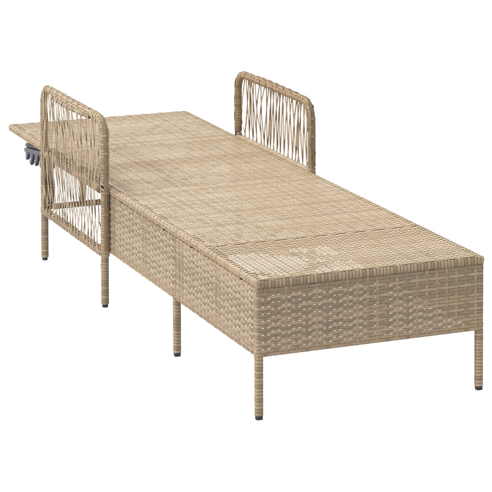 vidaXL Sonnenliege Beige und Hellgrau PE Rattan 157 x 55 x 92 cm Faltbar