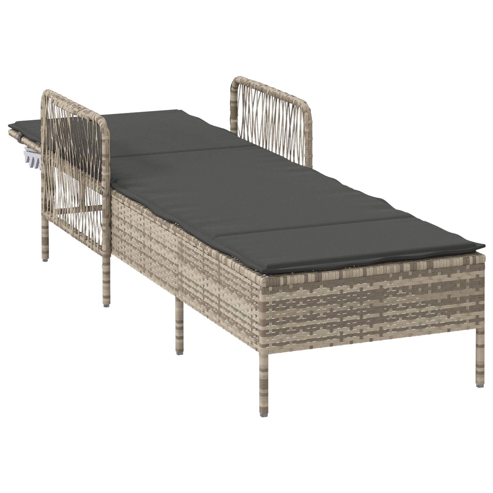 vidaXL Sonnenliege Hellgrau PE Rattan 157 x 55 x 92 cm Faltbar