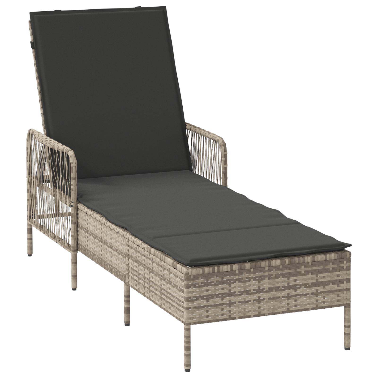 vidaXL Sonnenliege Hellgrau PE Rattan 157 x 55 x 92 cm Faltbar