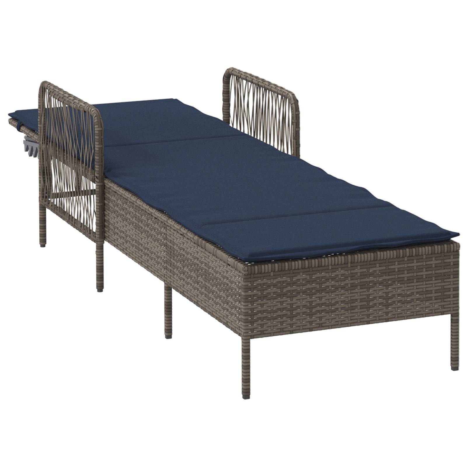 vidaXL Sonnenliege Grau PE Rattan 157 x 55 x 92 cm Faltbar Sonnenliege
