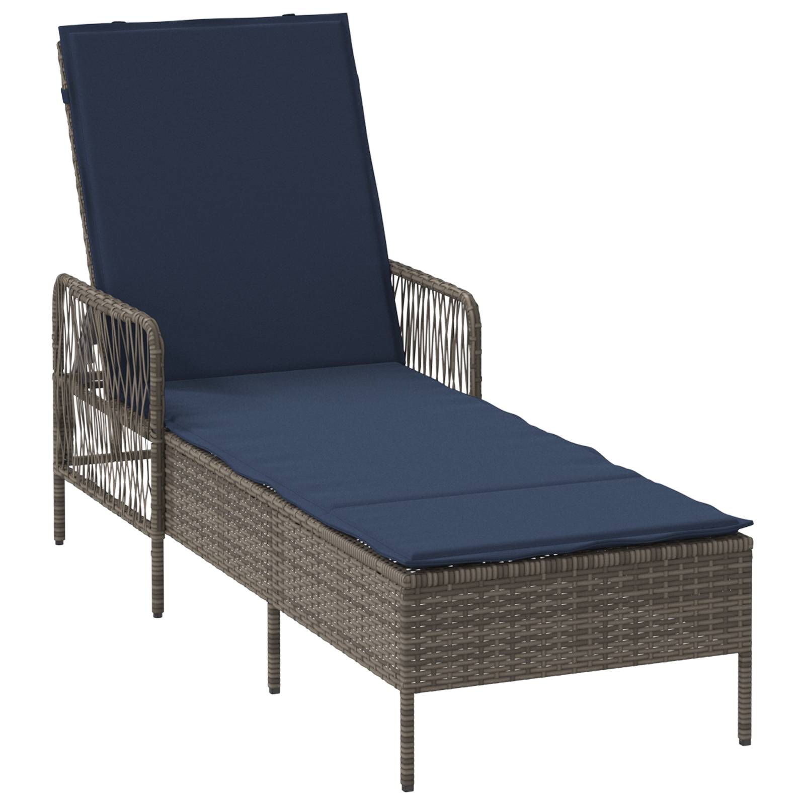 vidaXL Sonnenliege Grau PE Rattan 157 x 55 x 92 cm Faltbar Sonnenliege