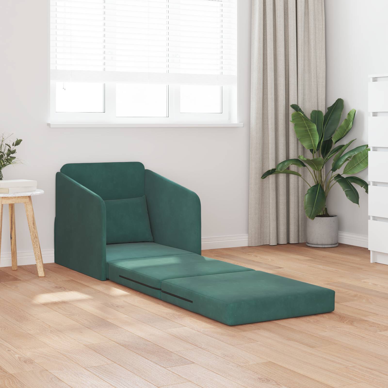 vidaXL Boden-Sofa-Bett 2-in-1 Dunkelgrün 65x80x83 cm Samt