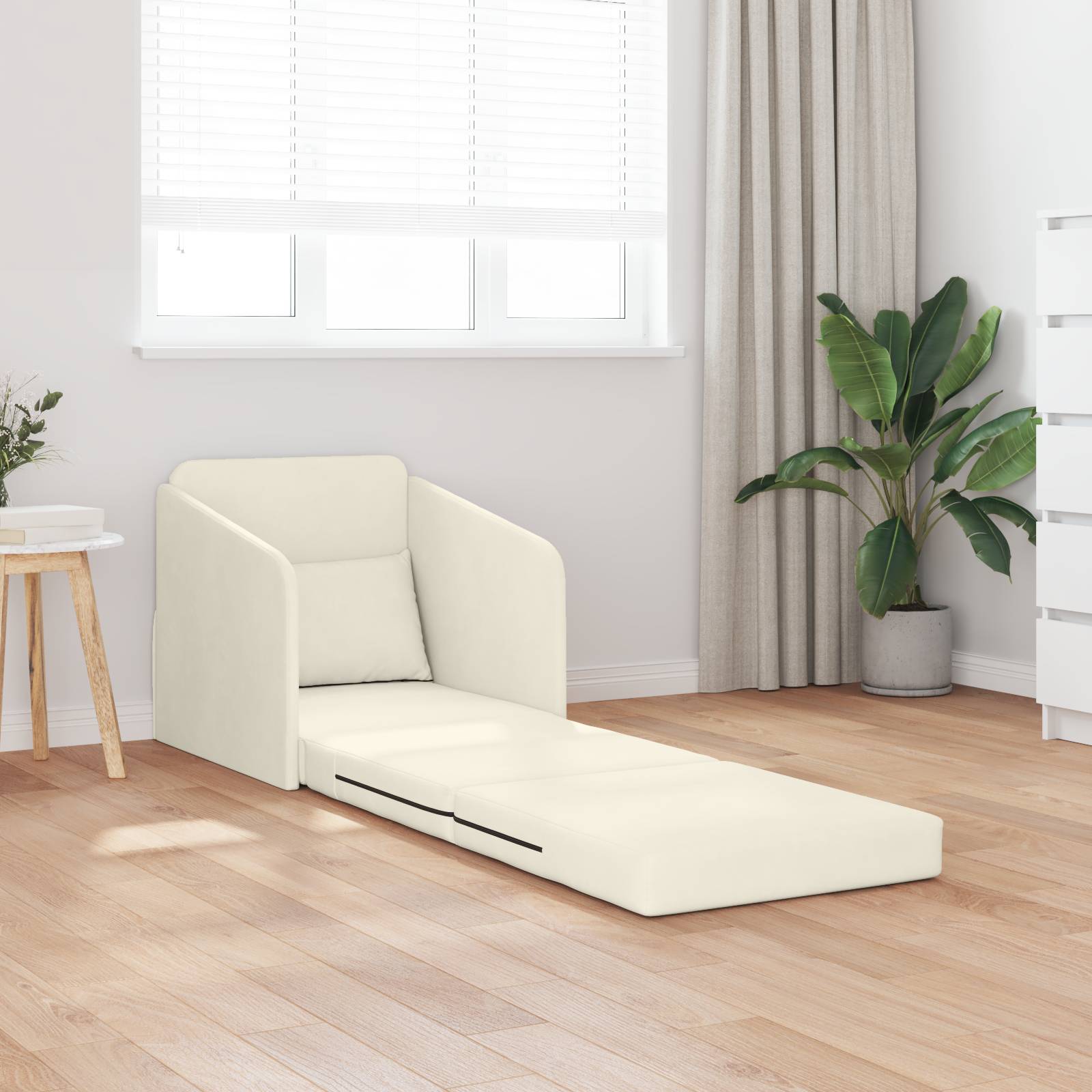 vidaXL Boden-Sofa-Bett 2-in-1 Creme 65x80x83 cm Velvet