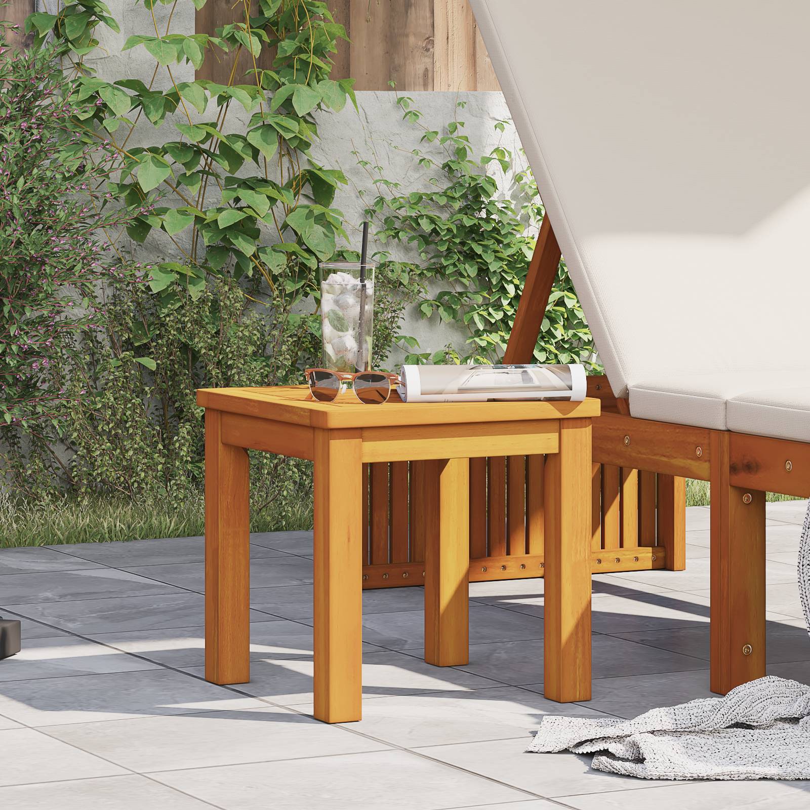 vidaXL Garten Beistelltisch 35x35x34 cm solides Akazienholz