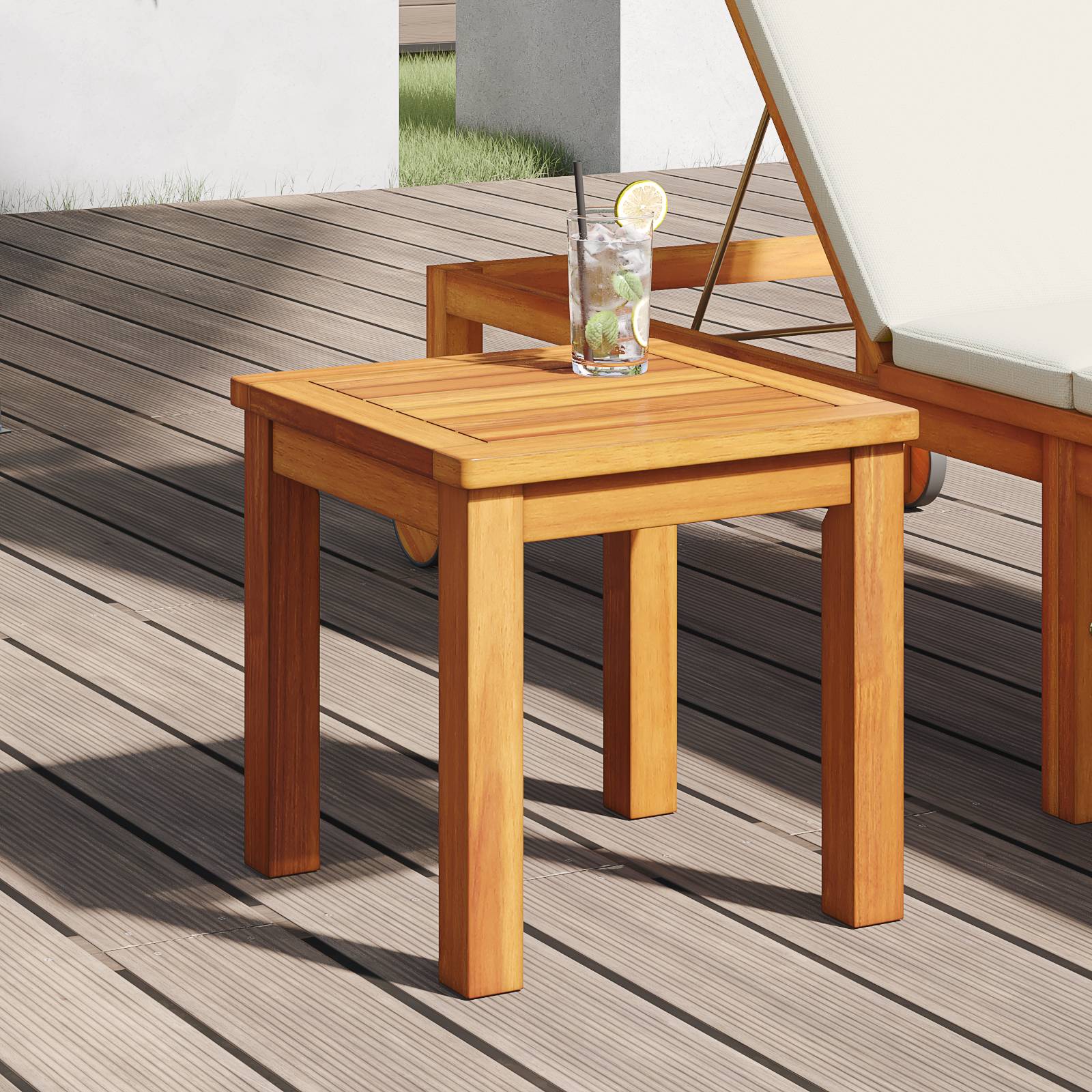 vidaXL Garten Beistelltisch 35x35x34 cm solides Akazienholz
