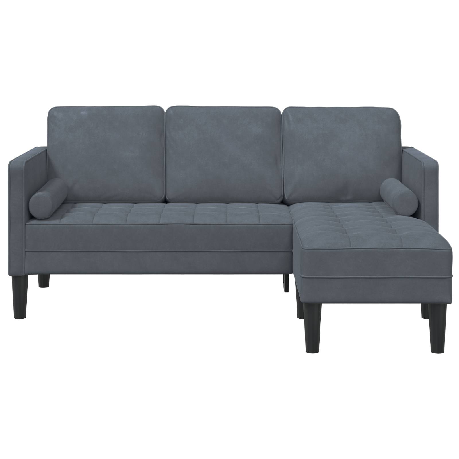 vidaXL Sofa 3-Sitzer mit Chaiselongue L-Form Dunkelgrau 160 cm Samt