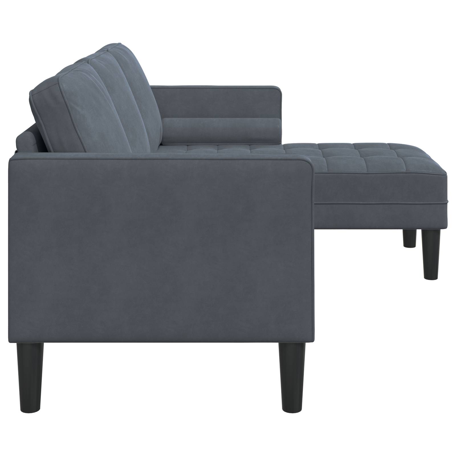 vidaXL Sofa 3-Sitzer mit Chaiselongue L-Form Dunkelgrau 160 cm Samt
