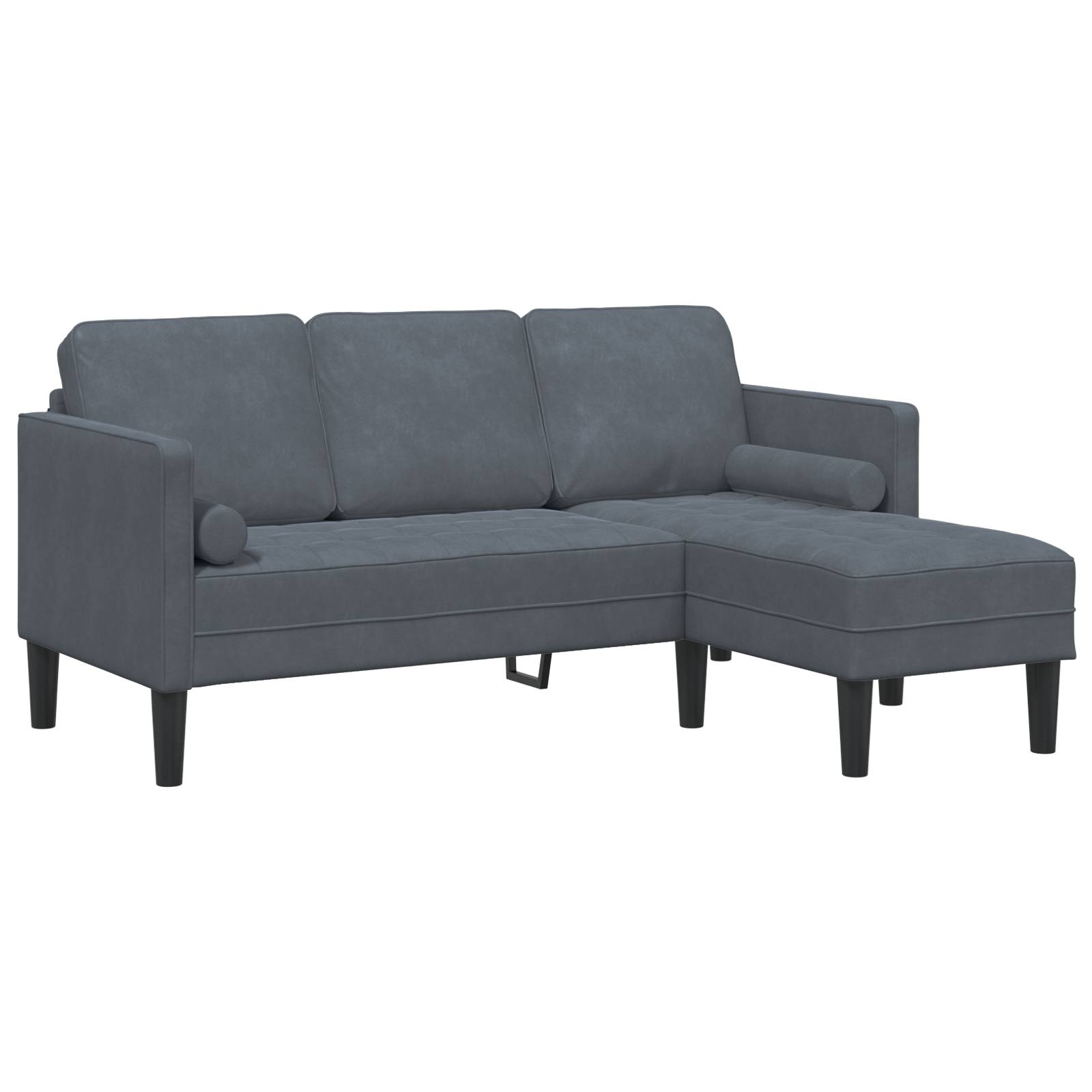vidaXL Garten Sofa mit Bank und Kissen L-förmig Dunkelgraues Velvet