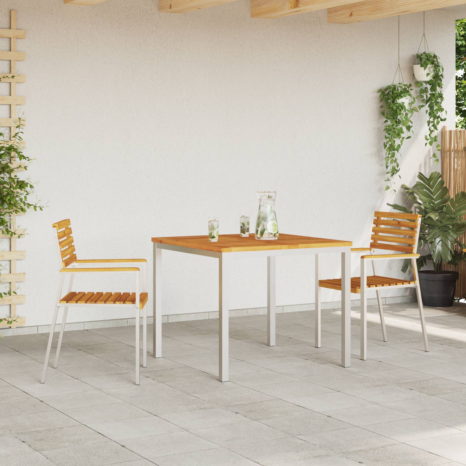 vidaXL Stapelbare Gartenstühle 2 Stk. Massivholz Akazie & Edelstahl
