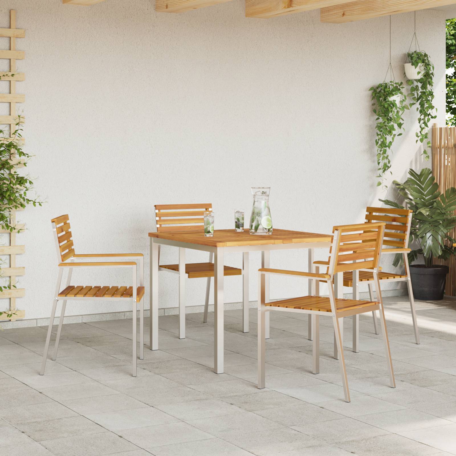vidaXL Esstisch für draußen 90x90x74.5 cm Massivholz Akazie