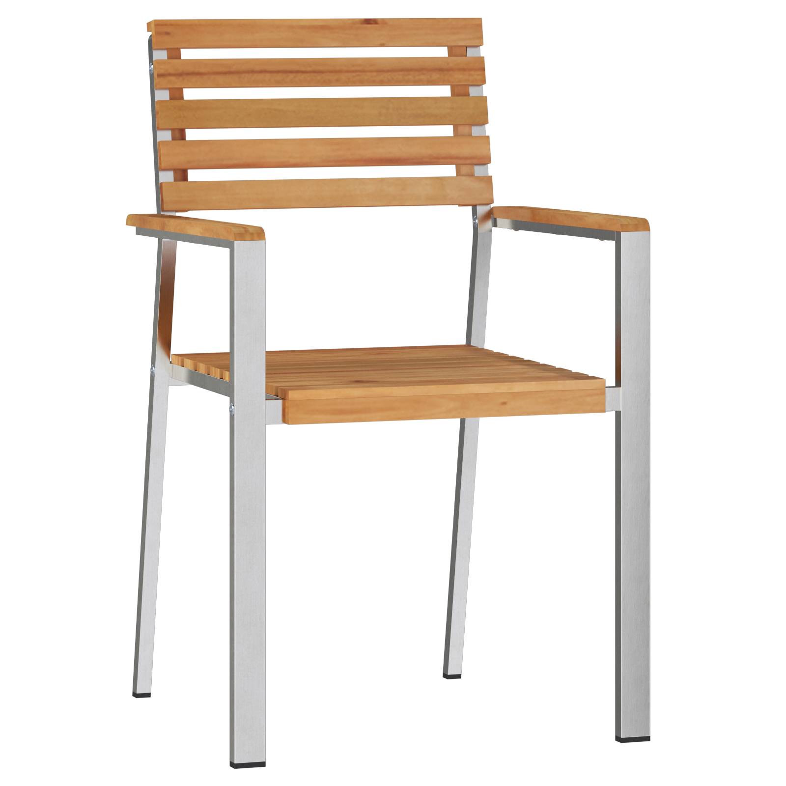 vidaXL Stapelbare Gartenstühle 2 Stück Massivholz Teak & Edelstahl