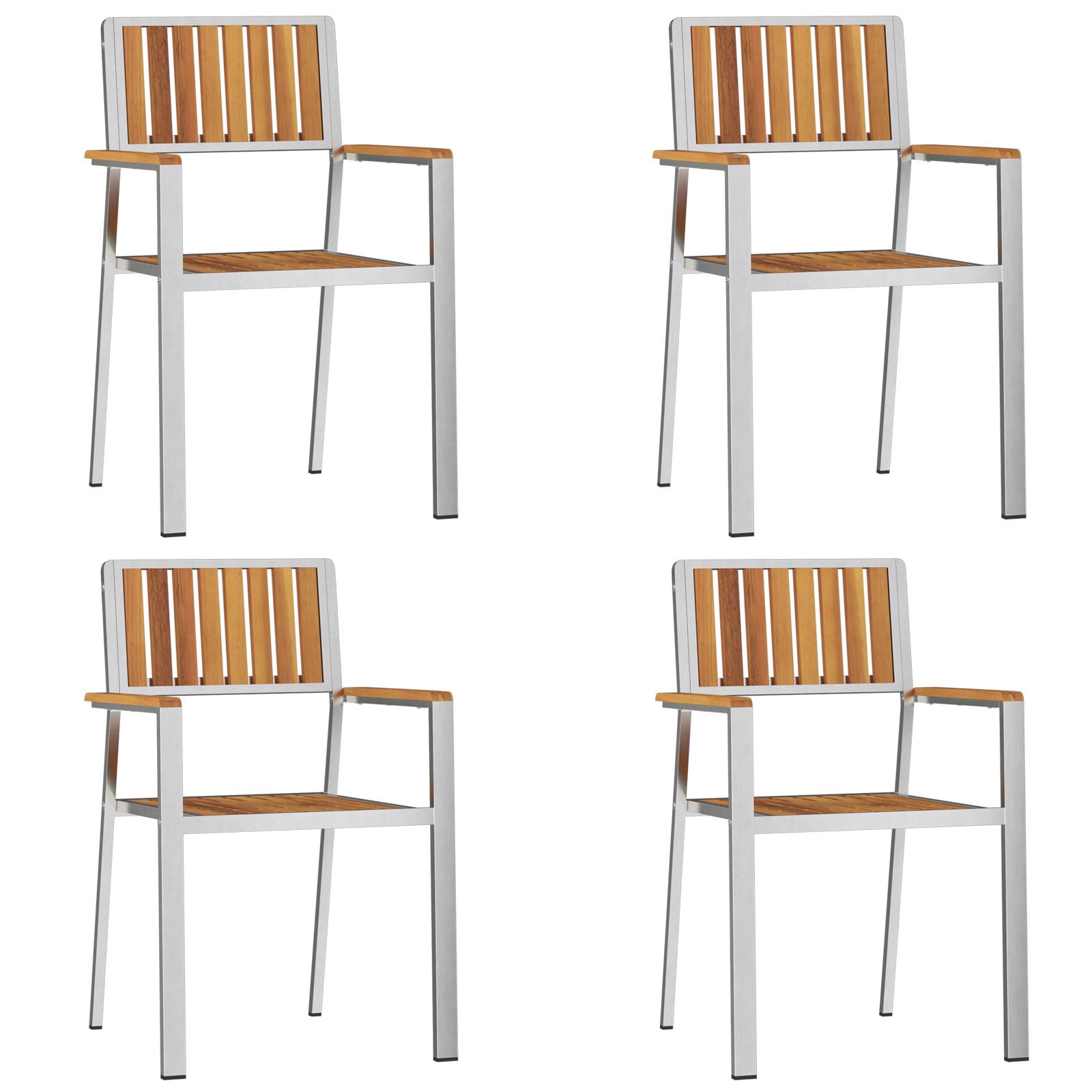 vidaXL Gartenstühle 4 Stk. Stapelbar Massivholz Akazie & Edelstahl