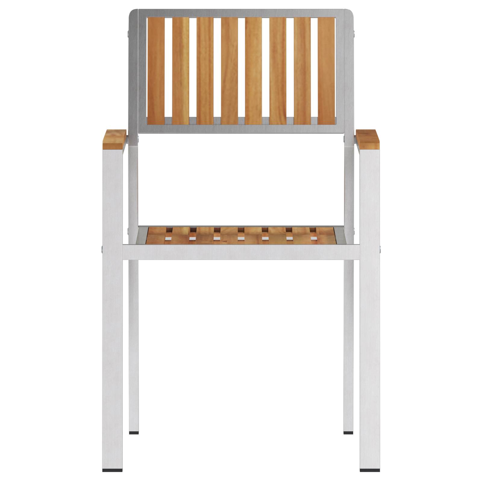 vidaXL Gartenstühle 2 Stk. Stapelbar Massivholz Teak & Edelstahl