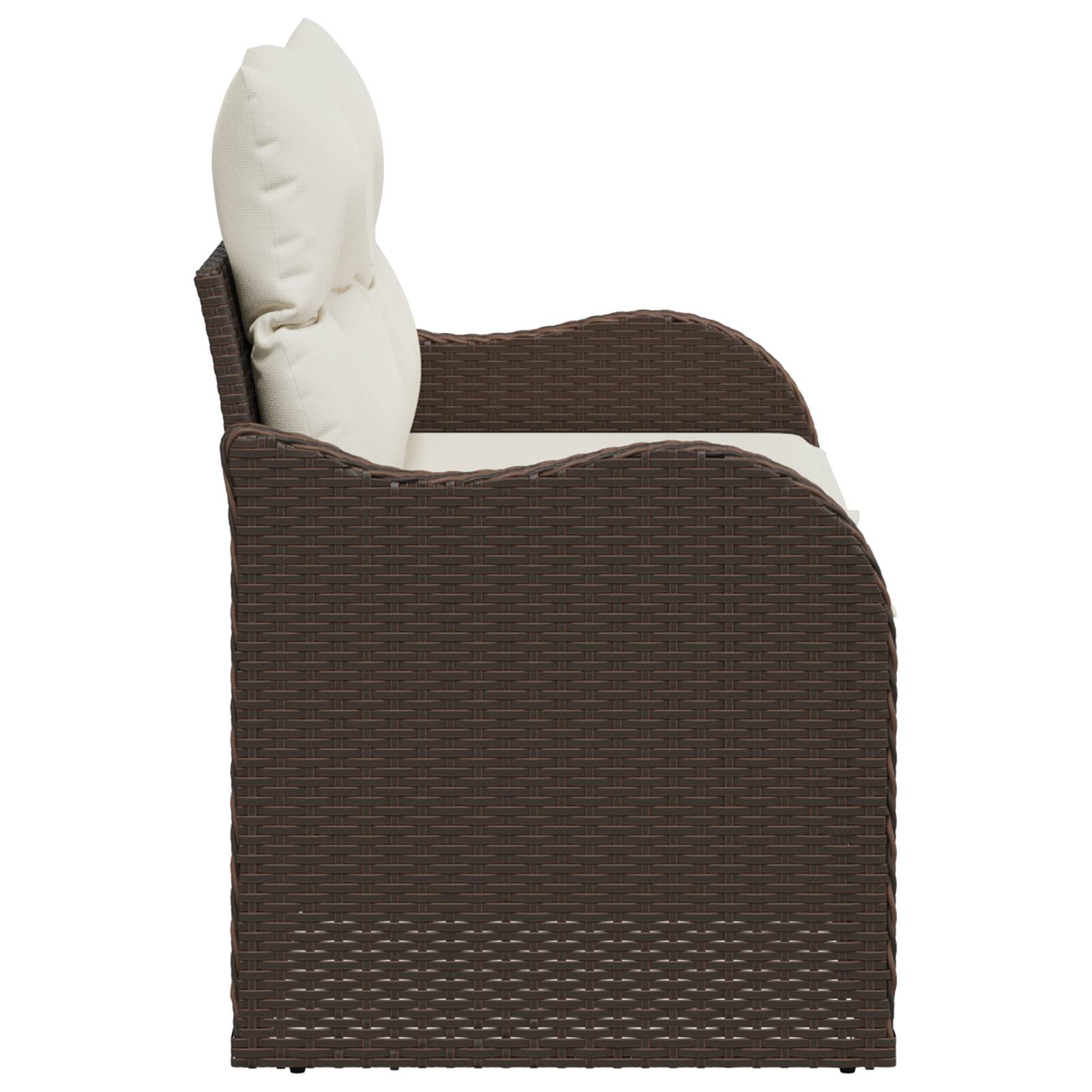 vidaXL Gartensofa 2-Sitzer mit Stauraum und Kissen Braun Poly Rattan