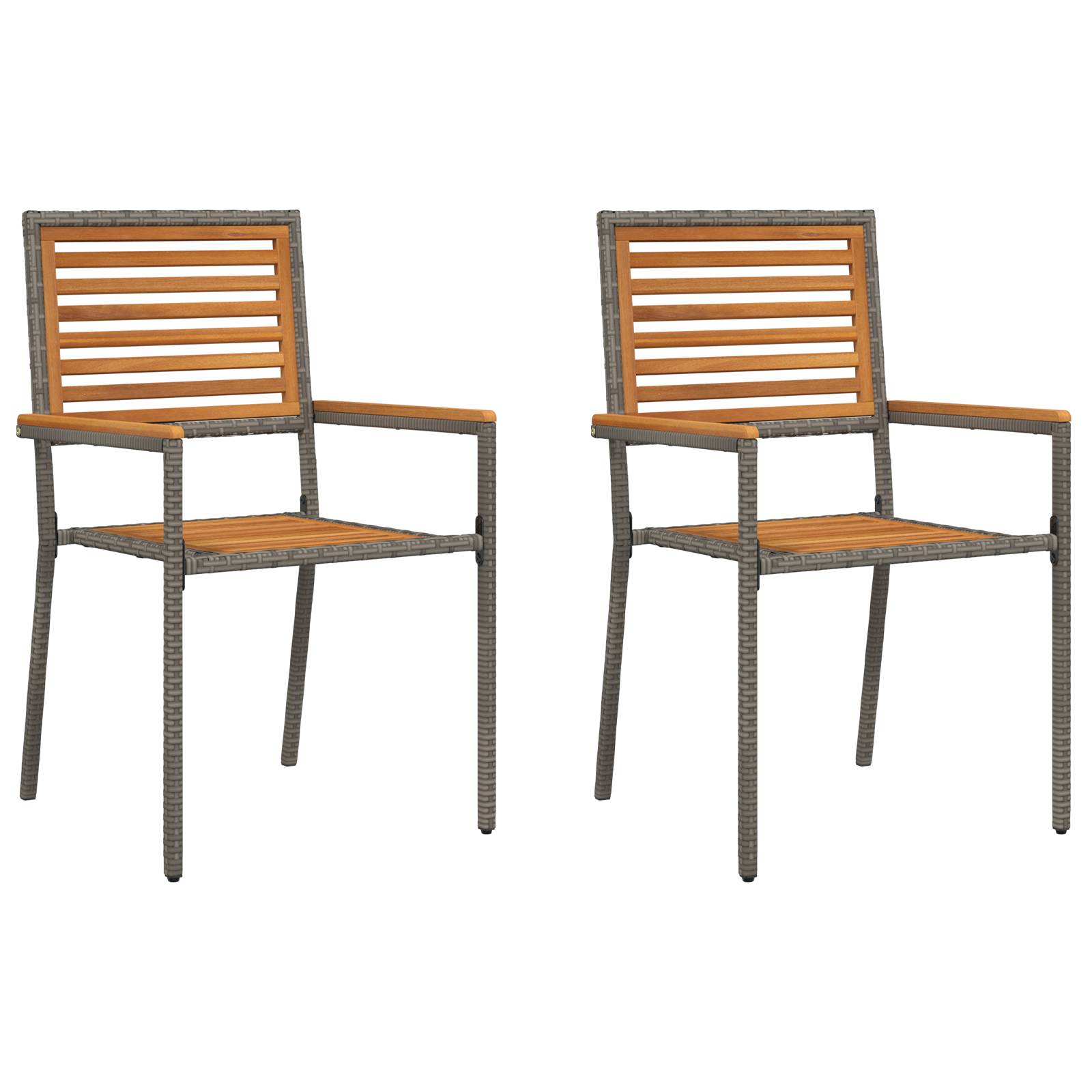 vidaXL Stapelbare Gartenstühle - 2 Stück in Grau Poly-Rattan