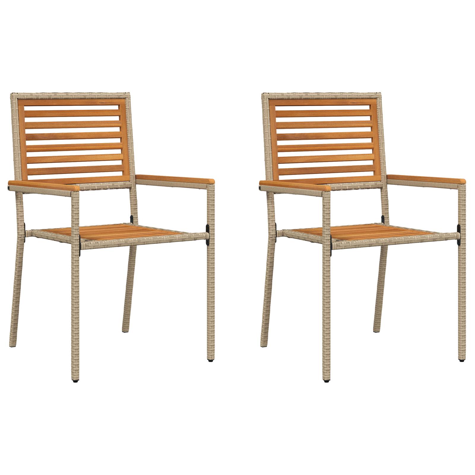 vidaXL stapelbare Gartenstühle - 2er-Set in Beige Poly Rattan.