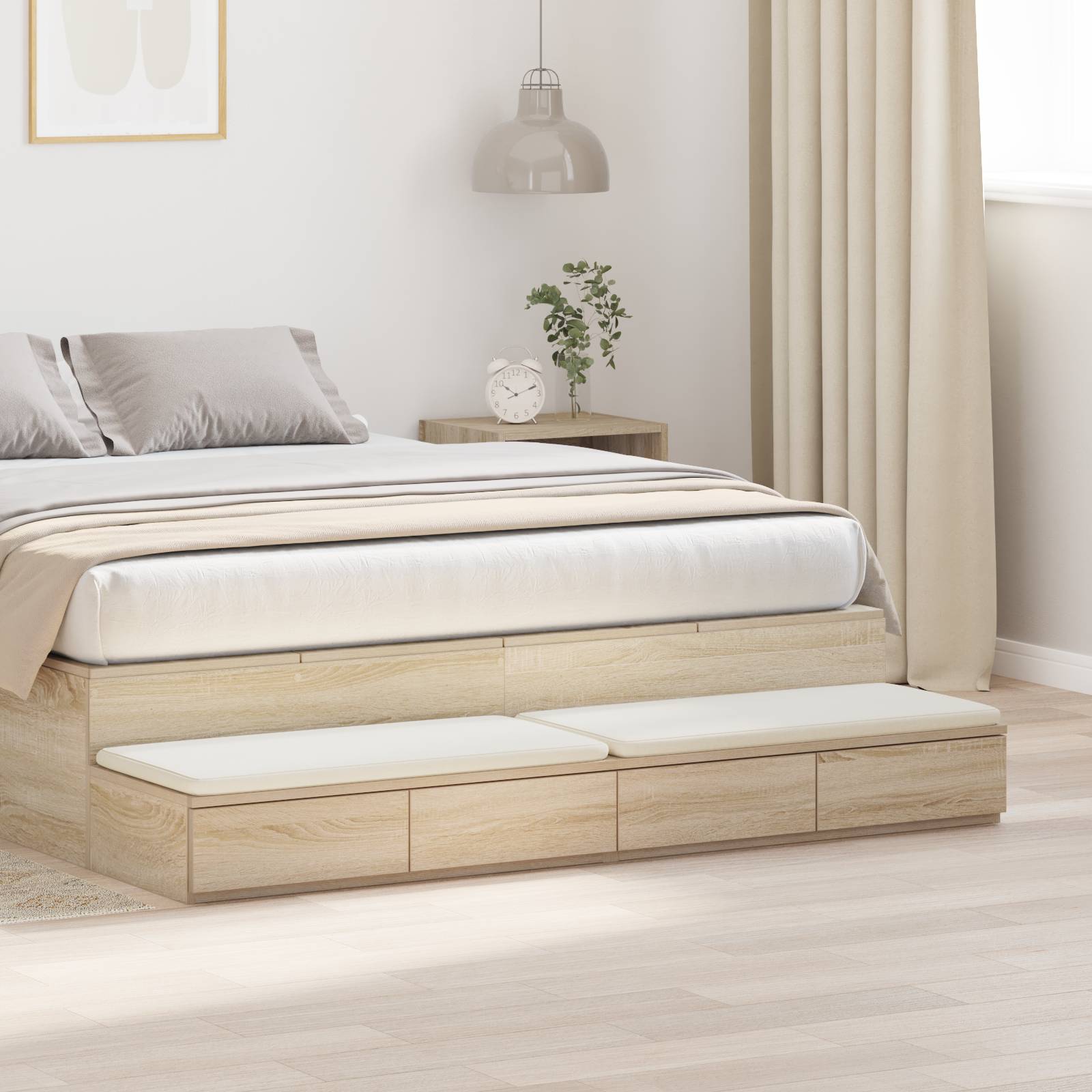 vidaXL Bettkommode Sonoma Eiche 140x36,5x16,5 cm Holzwerkstoff