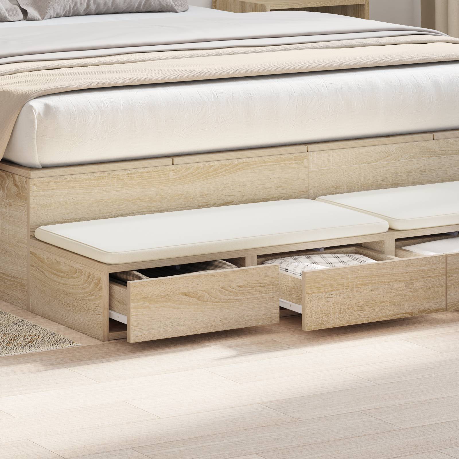 vidaXL Bettkommode Sonoma Eiche 140x36,5x16,5 cm Holzwerkstoff