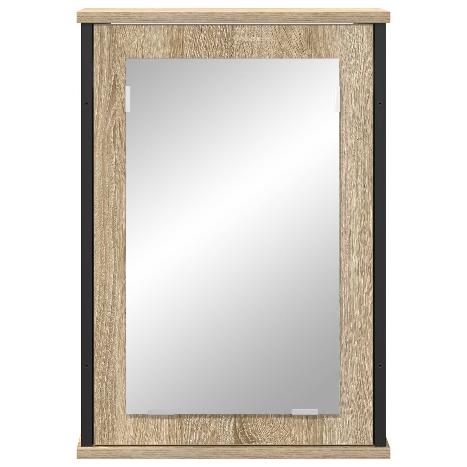 vidaXL Spiegelschrank Natürlich Eiche Spanplatte, Glas, Metall Mittel