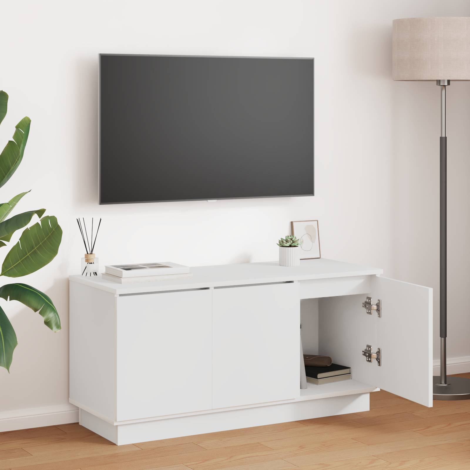 vidaXL TV-Schrank Weiß 100x38x49 cm Holzwerkstoff