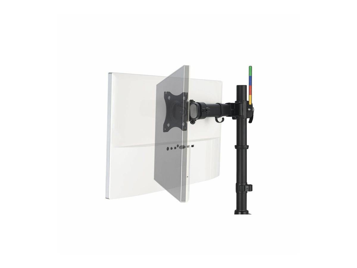 Ein Monitor auf einem Schreibtisch-Monitorhalterung, der die verstellbare Armfunktion zur Änderung der Bildschirmposition hervorhebt.