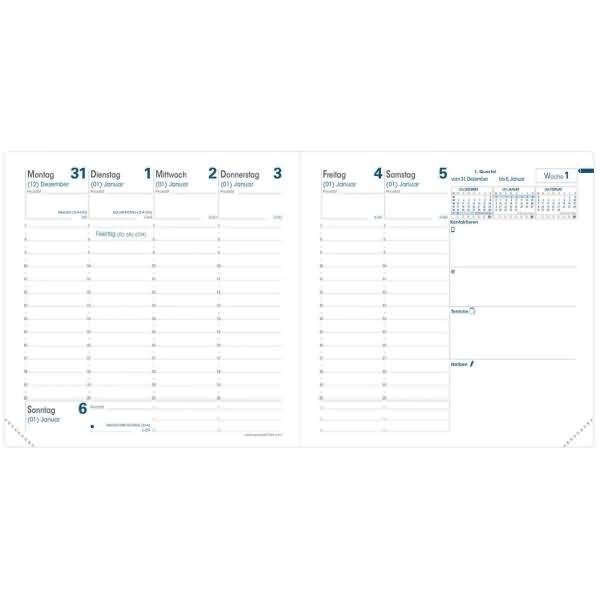 Buchkalender Executif 16x16cm Leder Tania wassergrün 2026