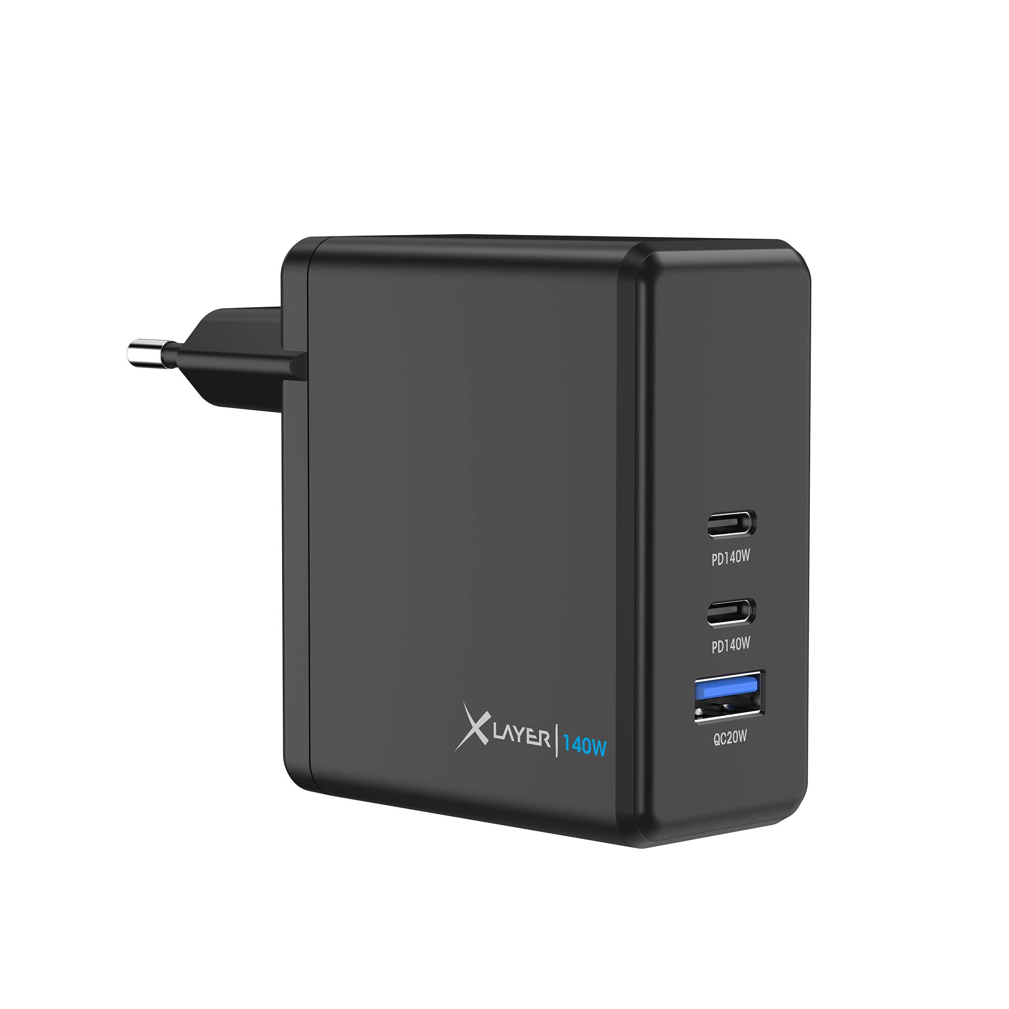 XLayer Powercharger 140W mit 2x USB Typ C & 1x USB Typ A schwarz