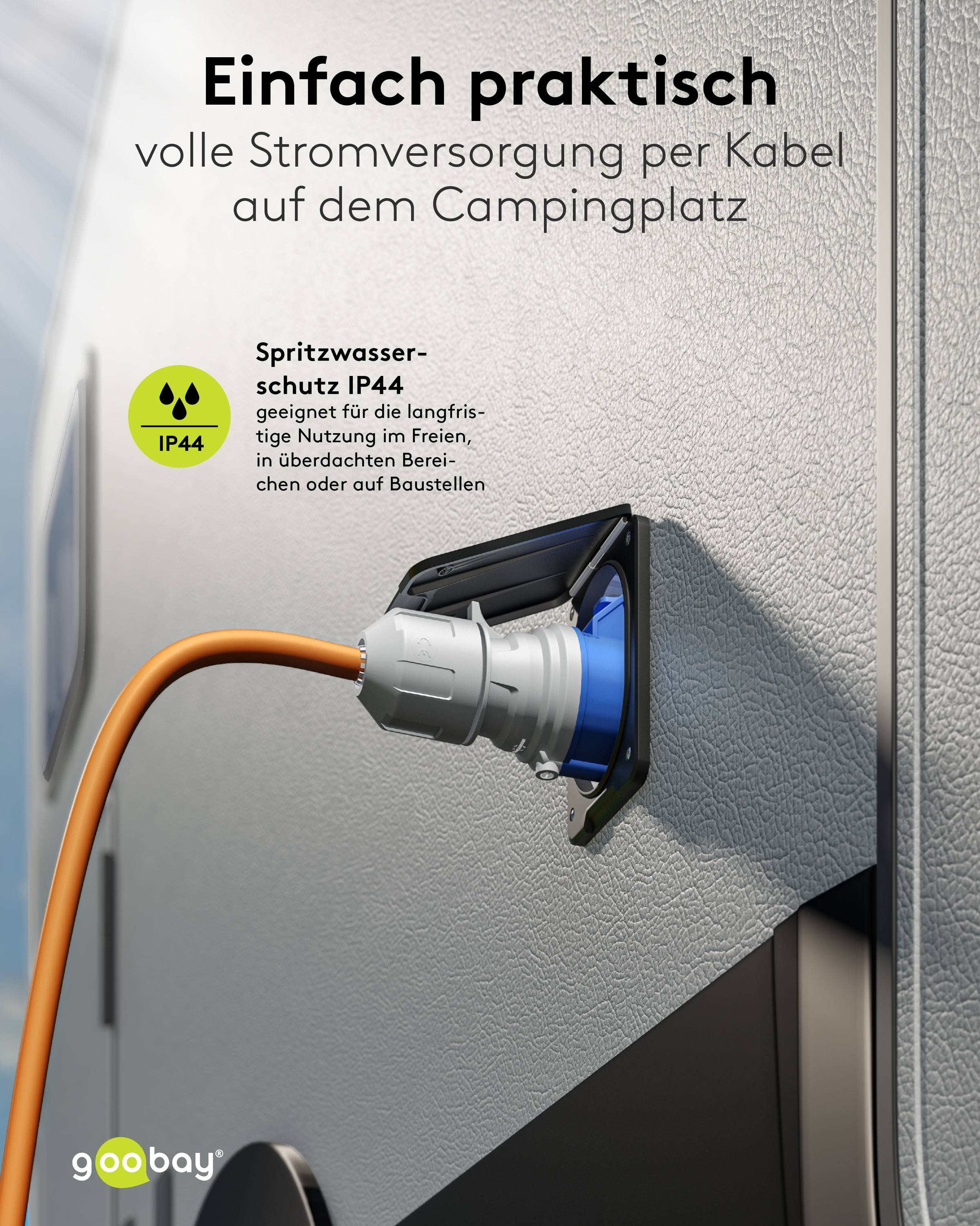 GOOBAY CEE-Verlängerung 76229, 10 m, 2,5mm², 16A/230V, orange
