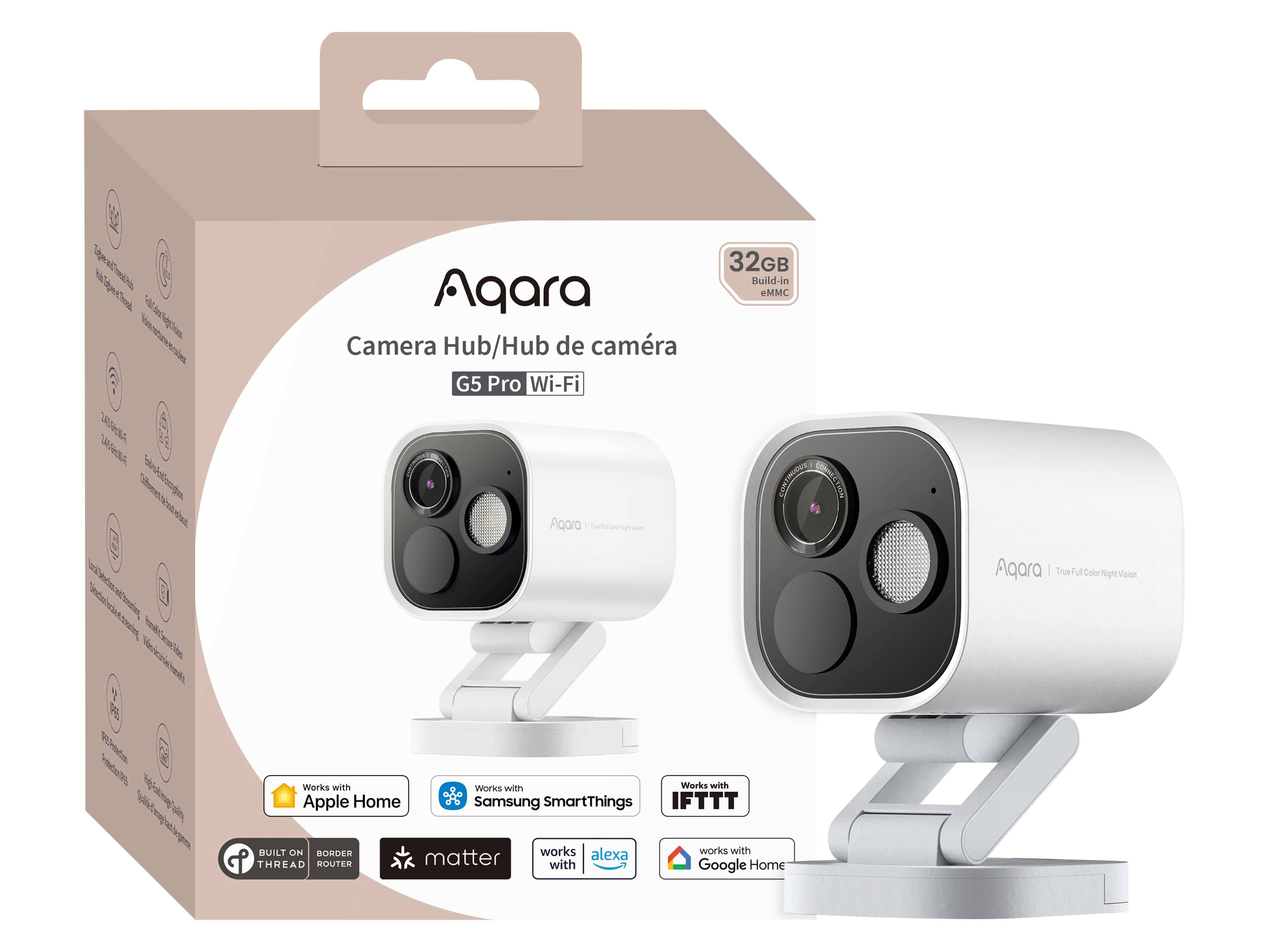 Aqara Camera Hub G3 Pro WLAN-Box und Kamera. Mit Apple Home, SmartThings, Matter. Inklusive 32 GB Speicher.
