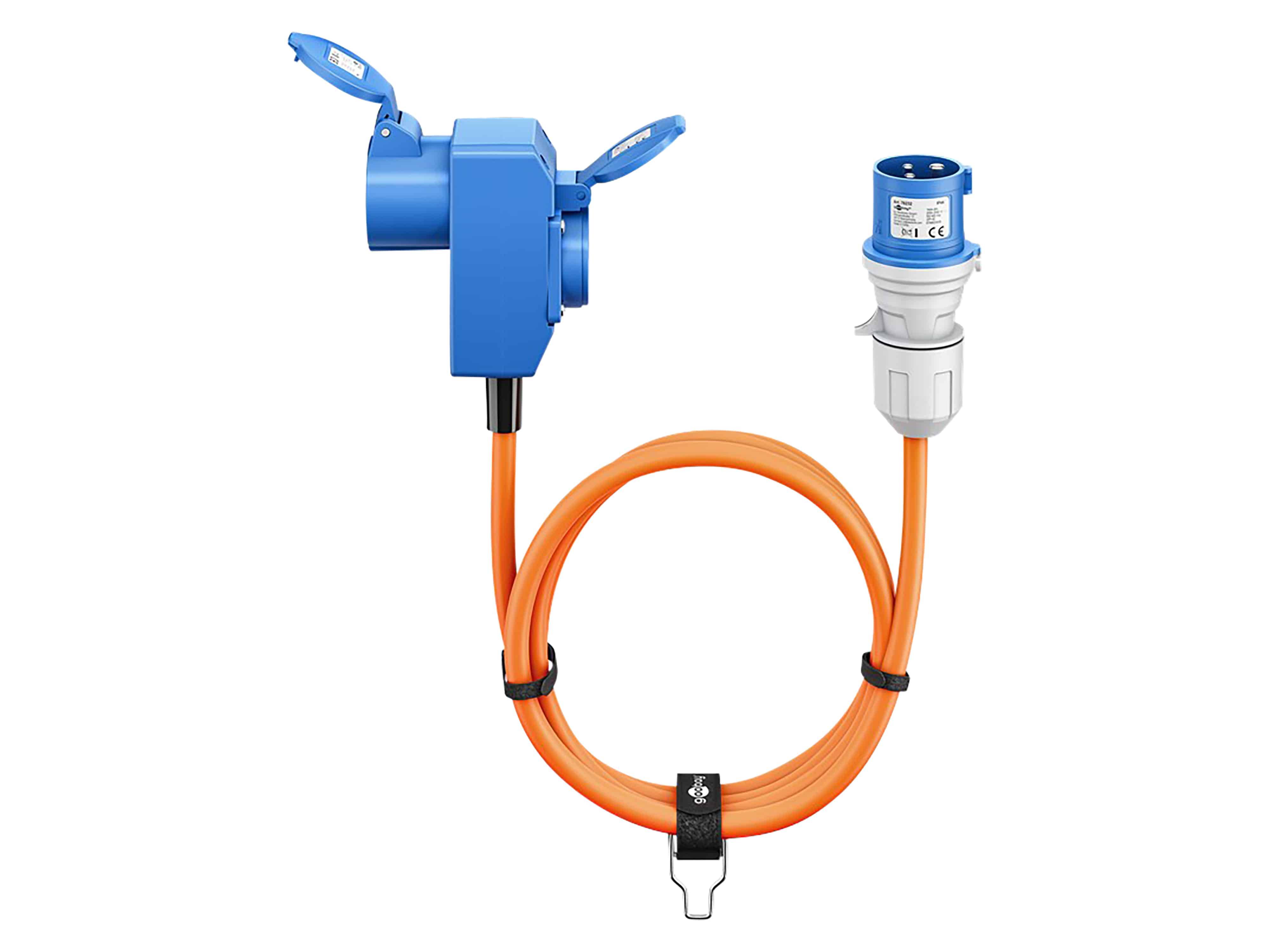 GOOBAY CEE-Adapterkabel 76232, 1,5 m, Stecker zu Kupplung + Schutzkontakt Kupplung