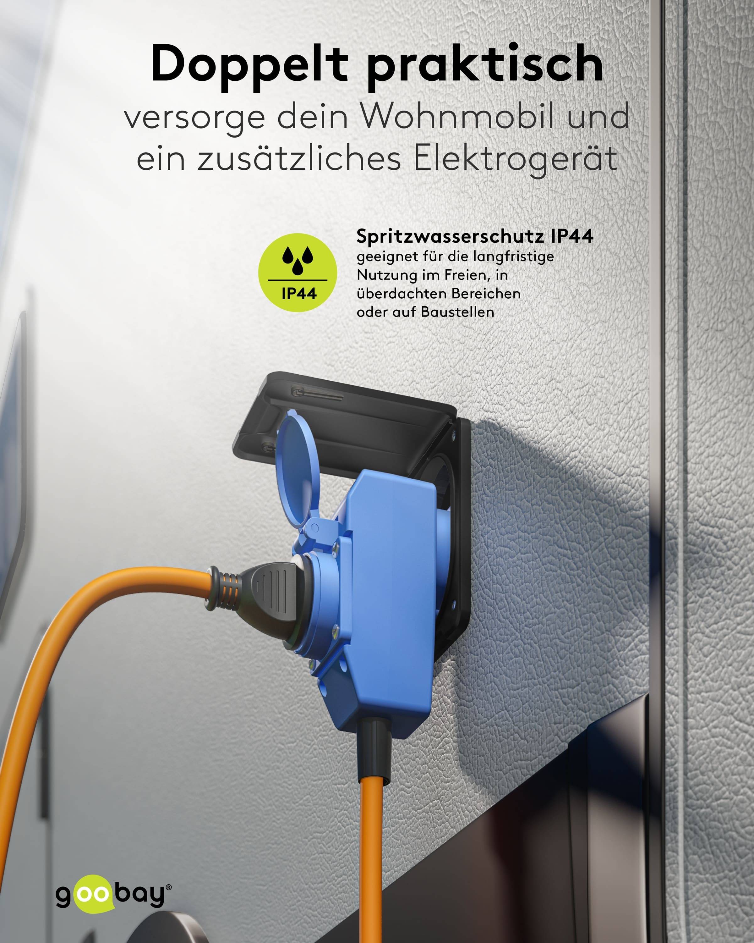 GOOBAY CEE-Adapterkabel 76233, 5 m, Stecker zu Kupplung + Schutzkontakt Kupplung